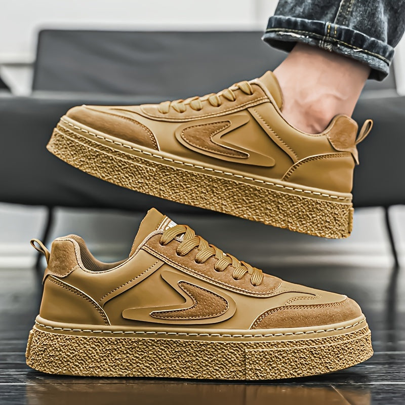 Men's Fashion Sneakers - Casual Lace-Up, All-Season Grip Shoes with Durable PU & EVA Material, Movement Style, Leisure Style, Four Seasons
