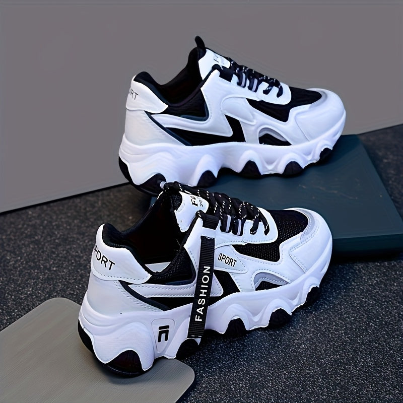 Women's Breathable Mesh Sneakers - Casual Lace-Up, Low Top Sneakers with Faux Cover PU Sole for Summer