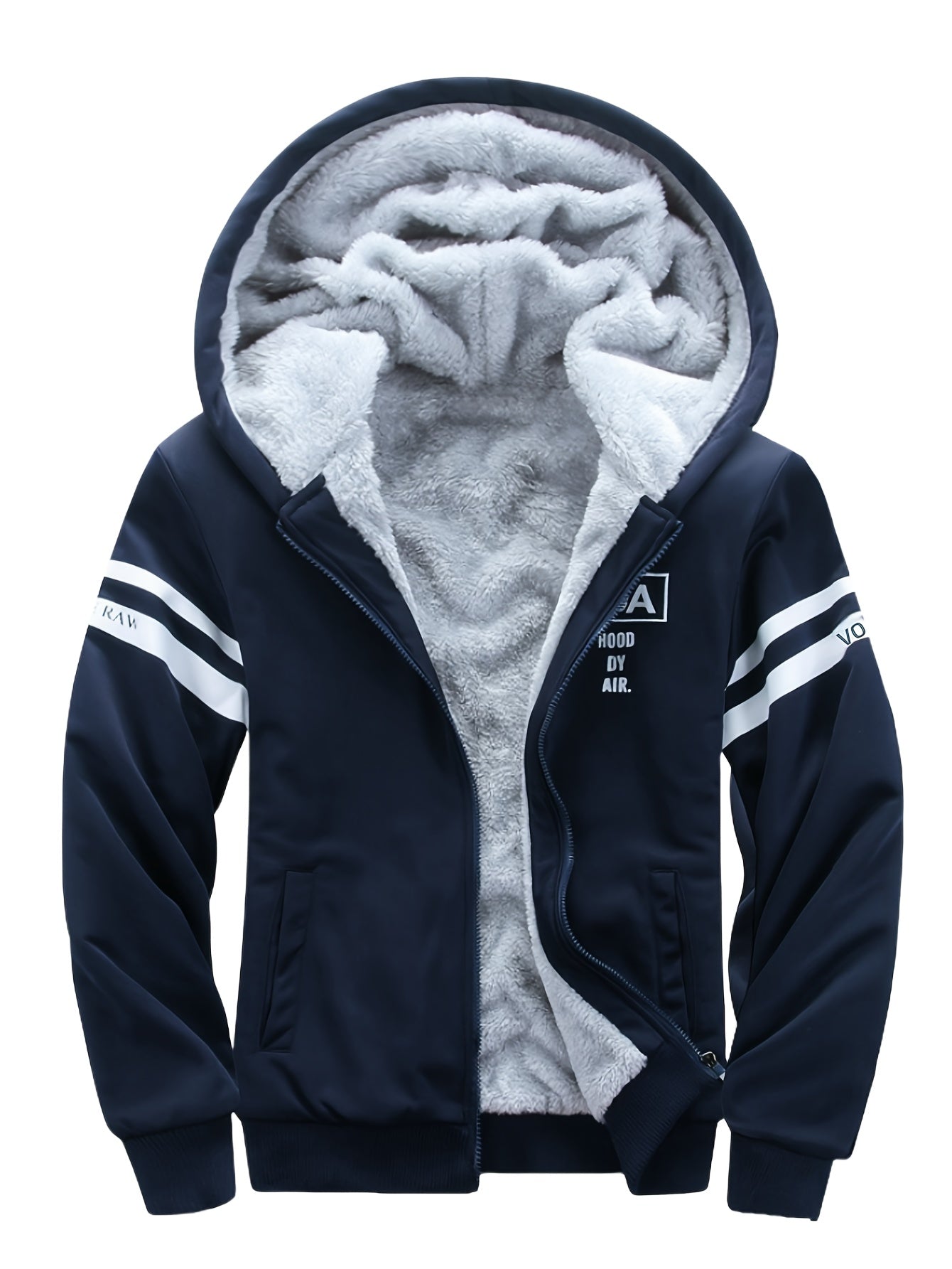 Autumn and Winter Men's Sports and Casual Suit, Men's Plus Velvet Thickened Sports Suit, Hooded Open Cardigan Fitness Suit, Warm Home Suit, Two-piece Set