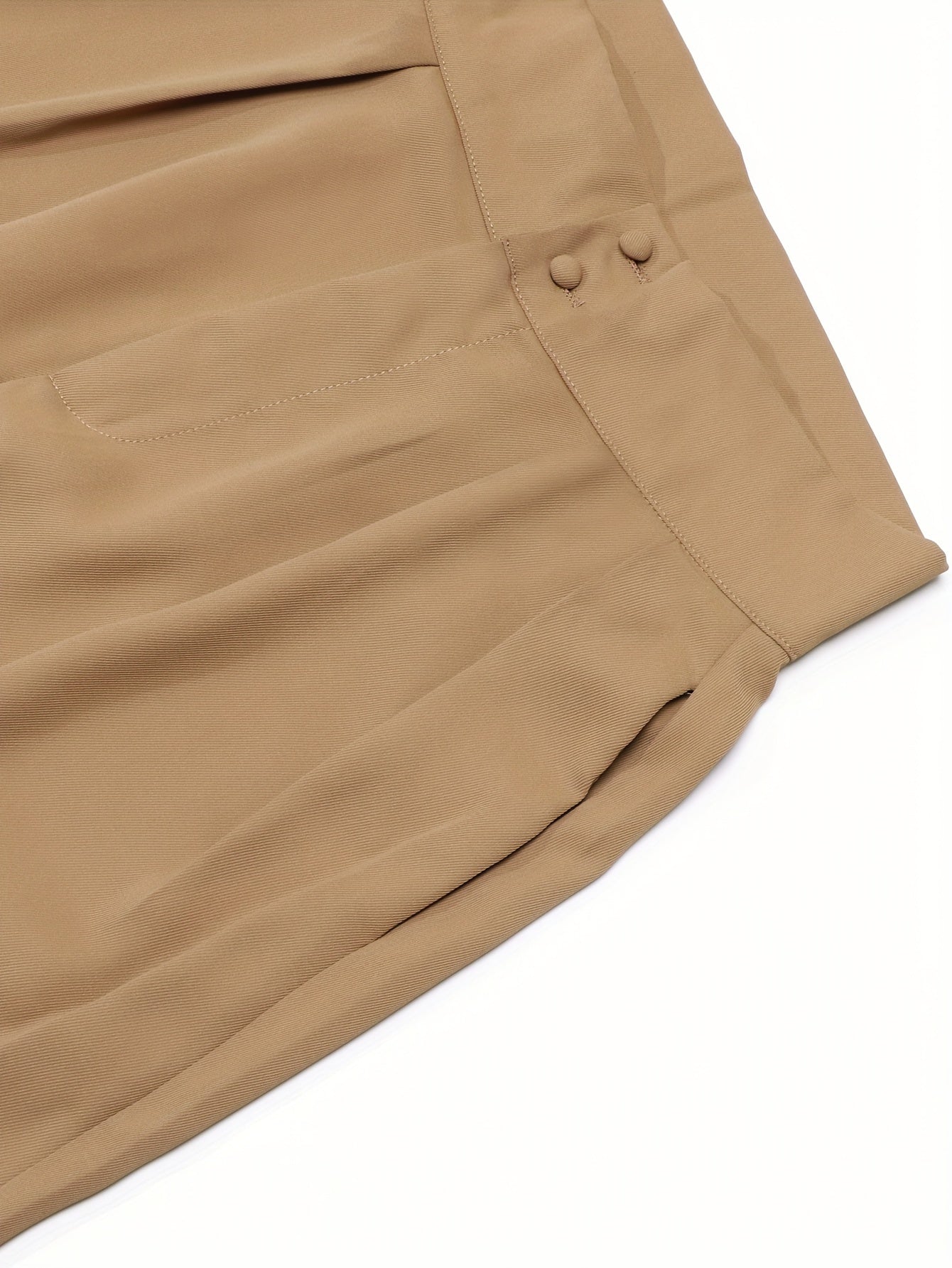 Solid Color Straight Leg Pants, Elegant High Waist Button Front Pants For Work & Office, Women's Clothing