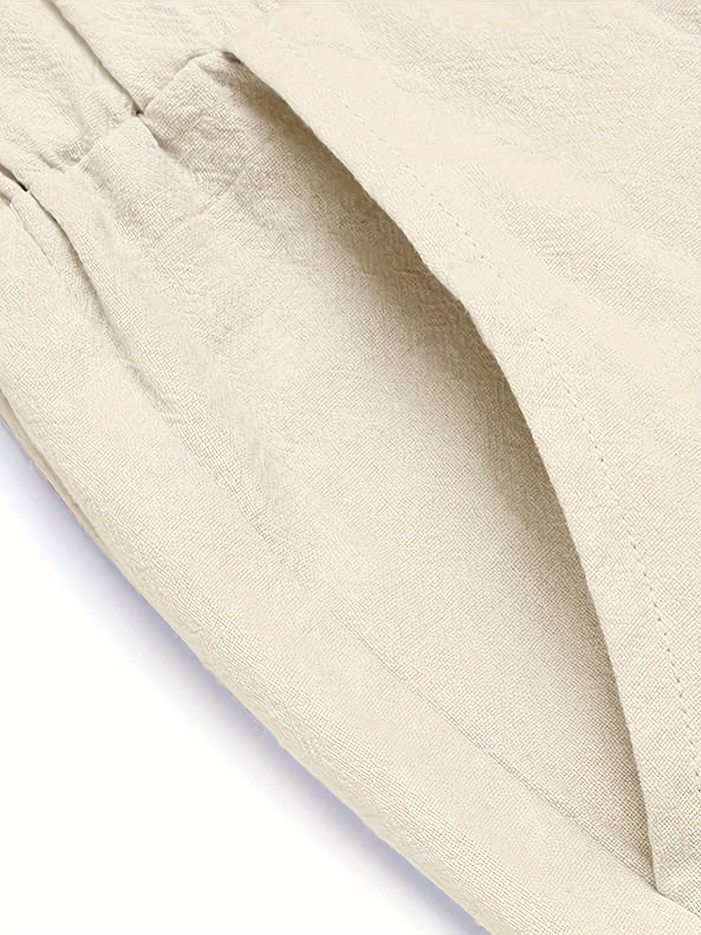 Men'S 2pcs Summer Beach Set, Cotton Linen Blend, Casual Short Sleeve Button- Shirt and Shorts, Solid Color, Lapel Collar, Non-Stretch Fabric, Regular Fit, Woven, 160g/m² - Loungewear Outfit