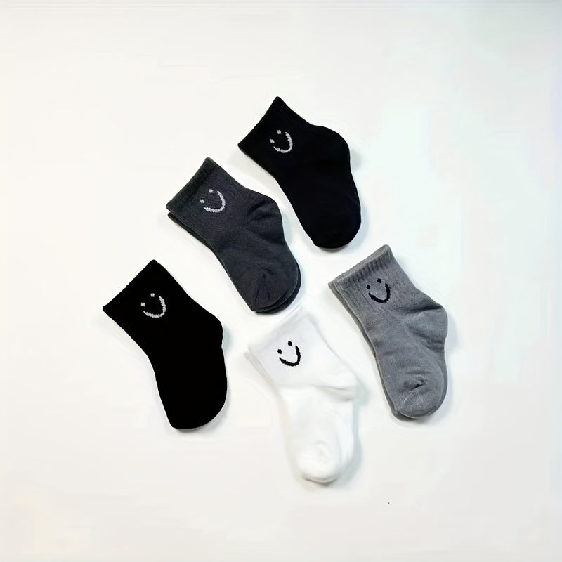 2/5 Pairs of Baby Socks Four Seasons Cotton Socks Cute Expressions 0-5 Years Old Boys And Girls Sports Mid-Tube Short Socks