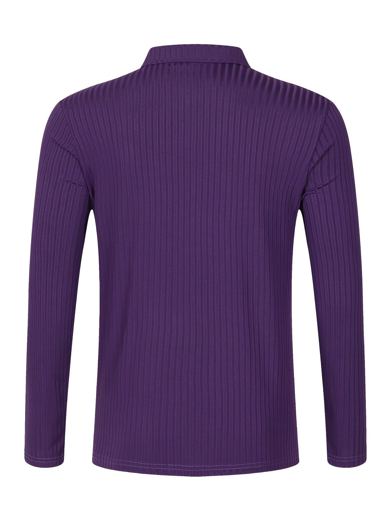 Men's Casual Sports Ribbed Long Sleeve Zipper Lapel Golf Shirt, Spring And Fall