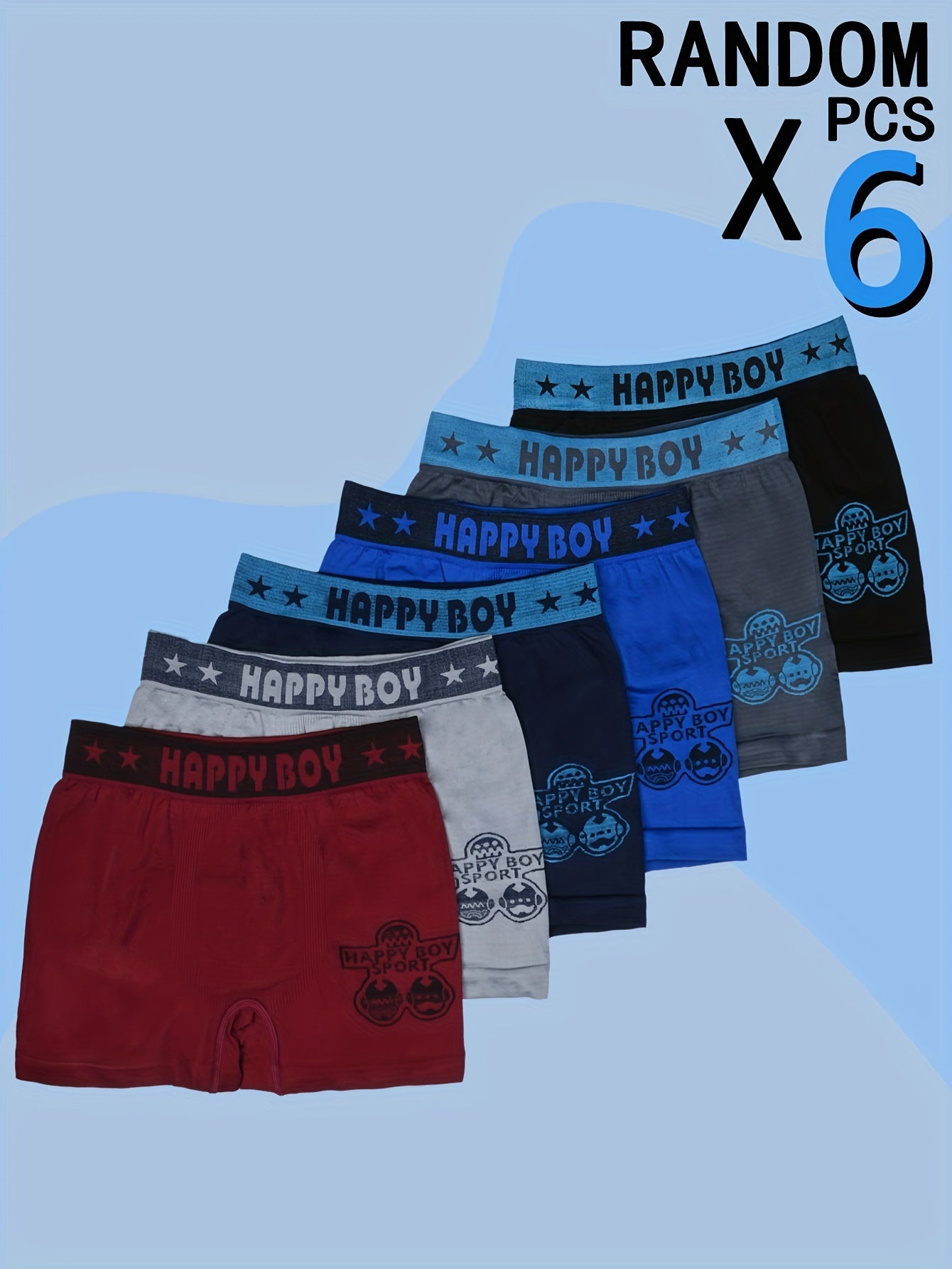 SIETE ROSA 'Boxer Briefs 6-pack - պոլիեսթեր և էլաստանե սպորտային ոճի ներքնազգեստ դիմանկարային նախշով, միջին ձգվող տրիկոտաժե գործվածք, 12 տարեկանից ցածր տարիքի բոլոր սեզոնային հարմարավետություն – Kite Doll Print