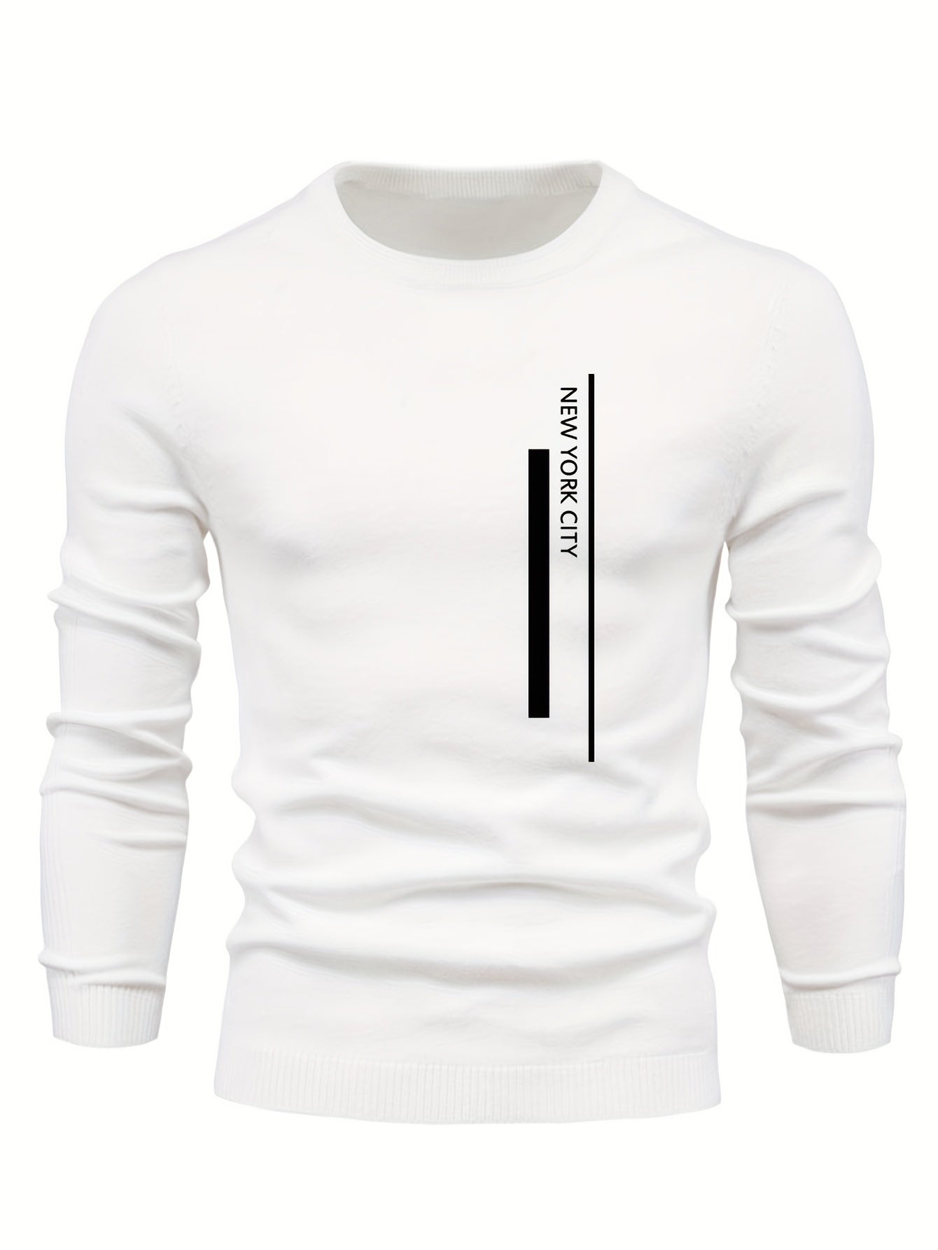 2023 New Cross-border Autumn and Winter Men's Round Neck Random Print Round Neck Knitted Sweater