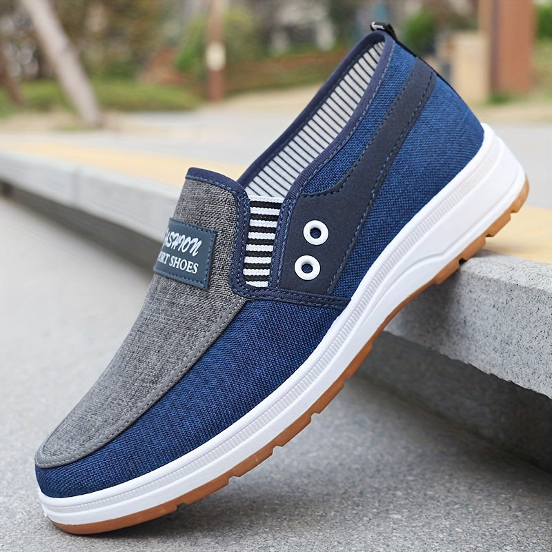 Low Top Men'S Casual Slip-On Fabric Upper Walking Shoes, Breathable, Comfortable, Solid Color, Fabric Insole, Faux Sole, Fabric Inner, with Rubber Sole for All Seasons