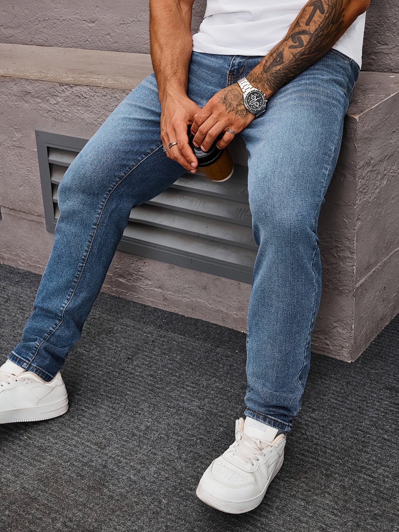 Men's Slim Fit Jeans - Rayon Blend, Stretch Denim, Solid Color, Machine Washable, Everyday Denim|Slim Fit Jeans|Rayon Blend Denim