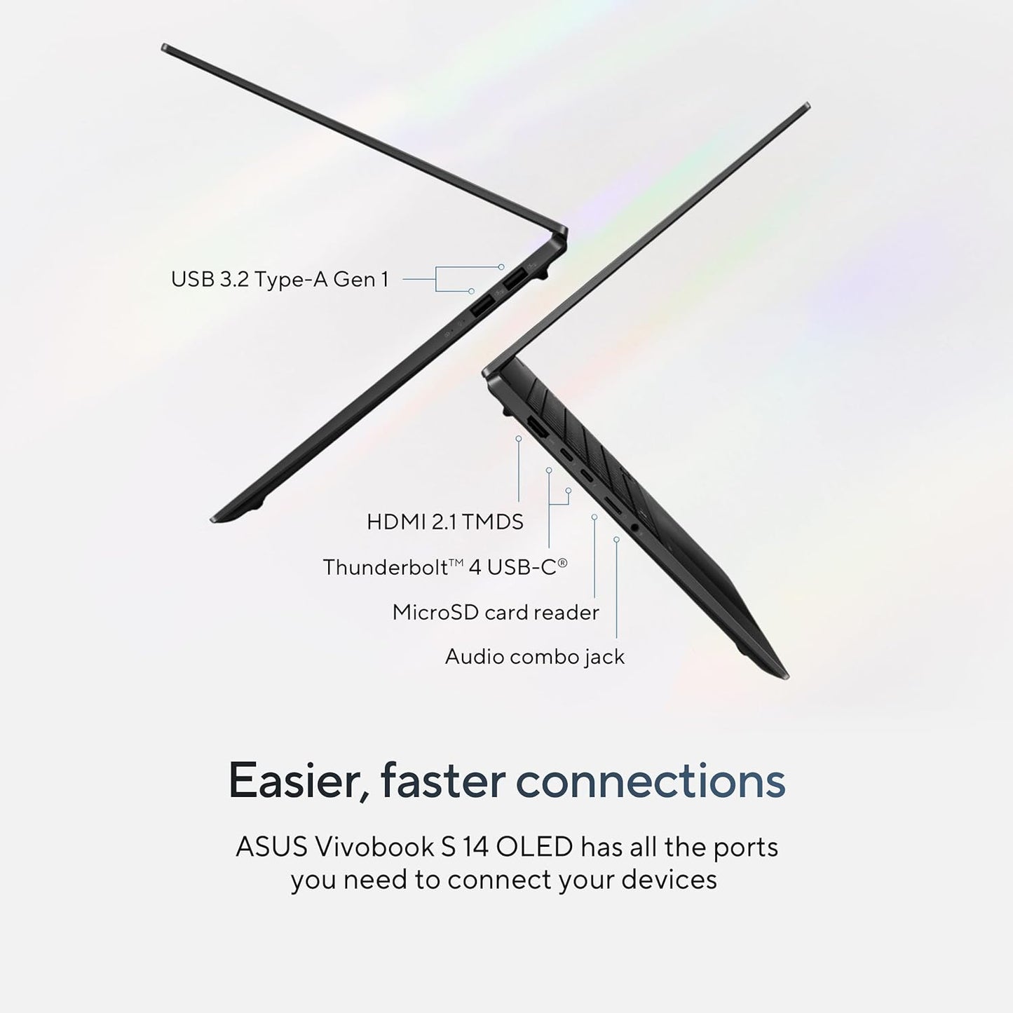 ASUS Vivobook S 14 OLED Slim Laptop, Intel Core Ultra 9 185H, 16GB, 1TB SSD, Fast Charging, RGB Keyboard, Thunderbolt 4, Neutral Black, S5406MA-AS96, Intel Evo Edition