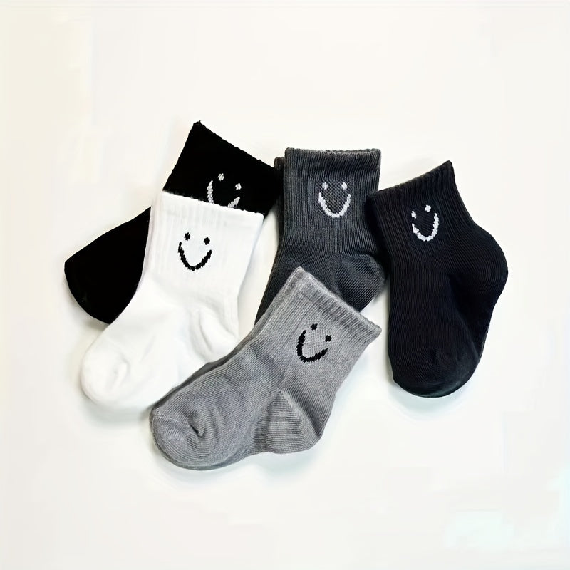 2/5 Pairs of Baby Socks Four Seasons Cotton Socks Cute Expressions 0-5 Years Old Boys And Girls Sports Mid-Tube Short Socks