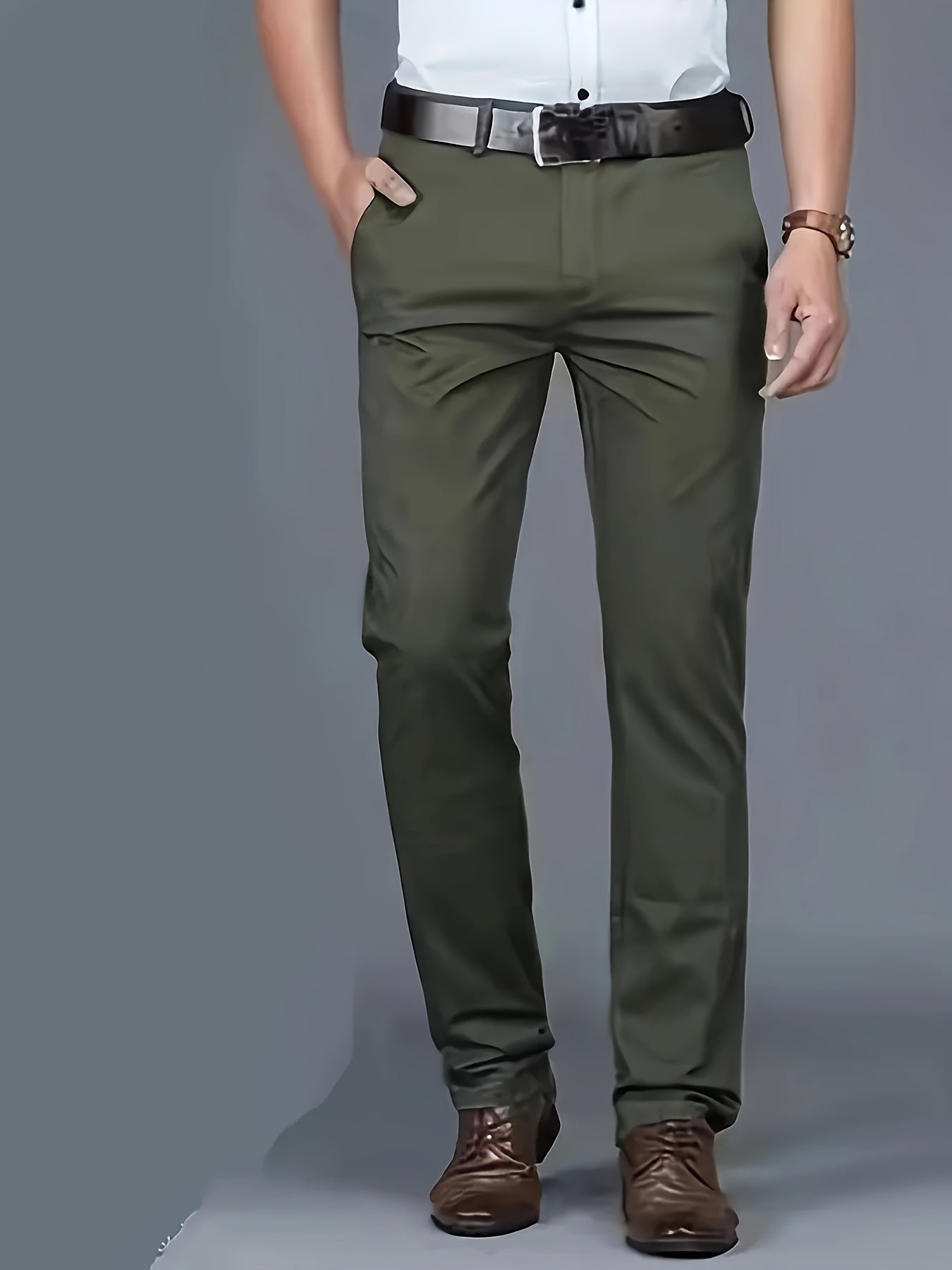 New Casual Formal Pants for Men in Four Seasons, Featuring a Business Style with Trendy Long Trousers. Fashionable And Versatile Men'S Elastic Dress Pants with a Comfortable Classic Design for Casual Wear.