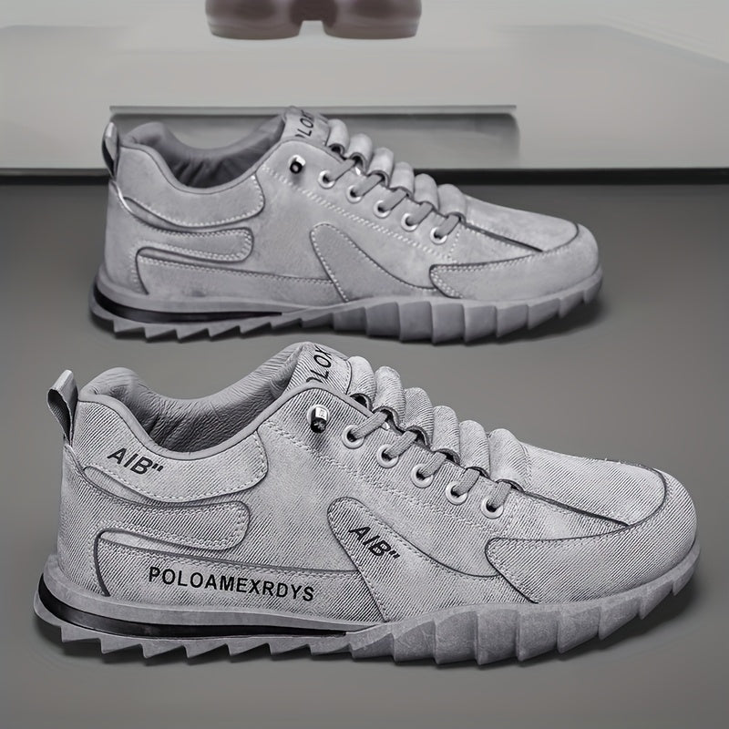 Men's Slip-On/Lace-Up Casual Shoes - All-Season Non-Slip Cushioned PVC Sole, Low-Top Athletic Sneakers Grey/ for Gym, Office, Everyday - Durable Canvas Upper Non-Slip Grip Outsole, Grip Enhancing Footwear, Comfortable Lined