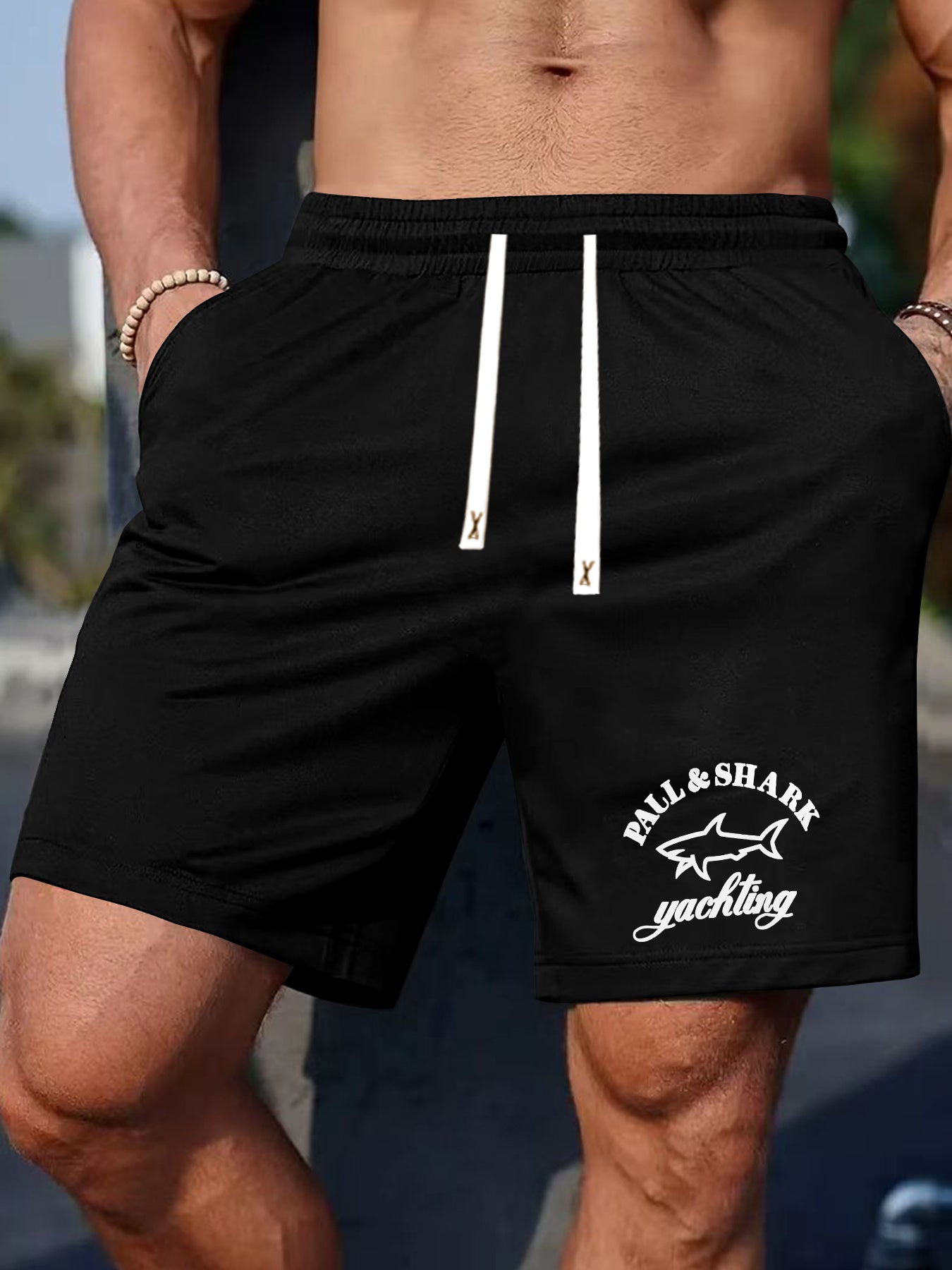 Men'S Stylish Print Shorts with Yacht Patterns, Drawstring Casual Summer Shorts.