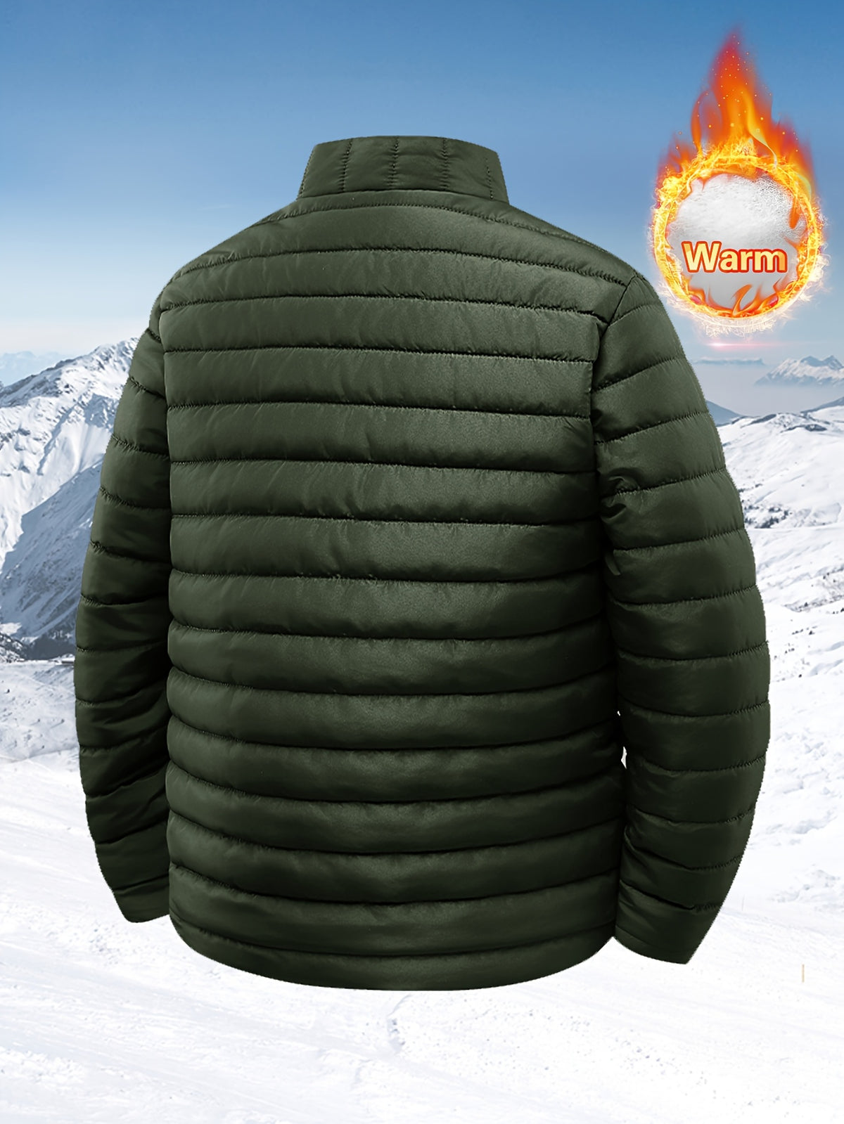 Men's Quilted Stand Collar Jacket for Autumn Winter