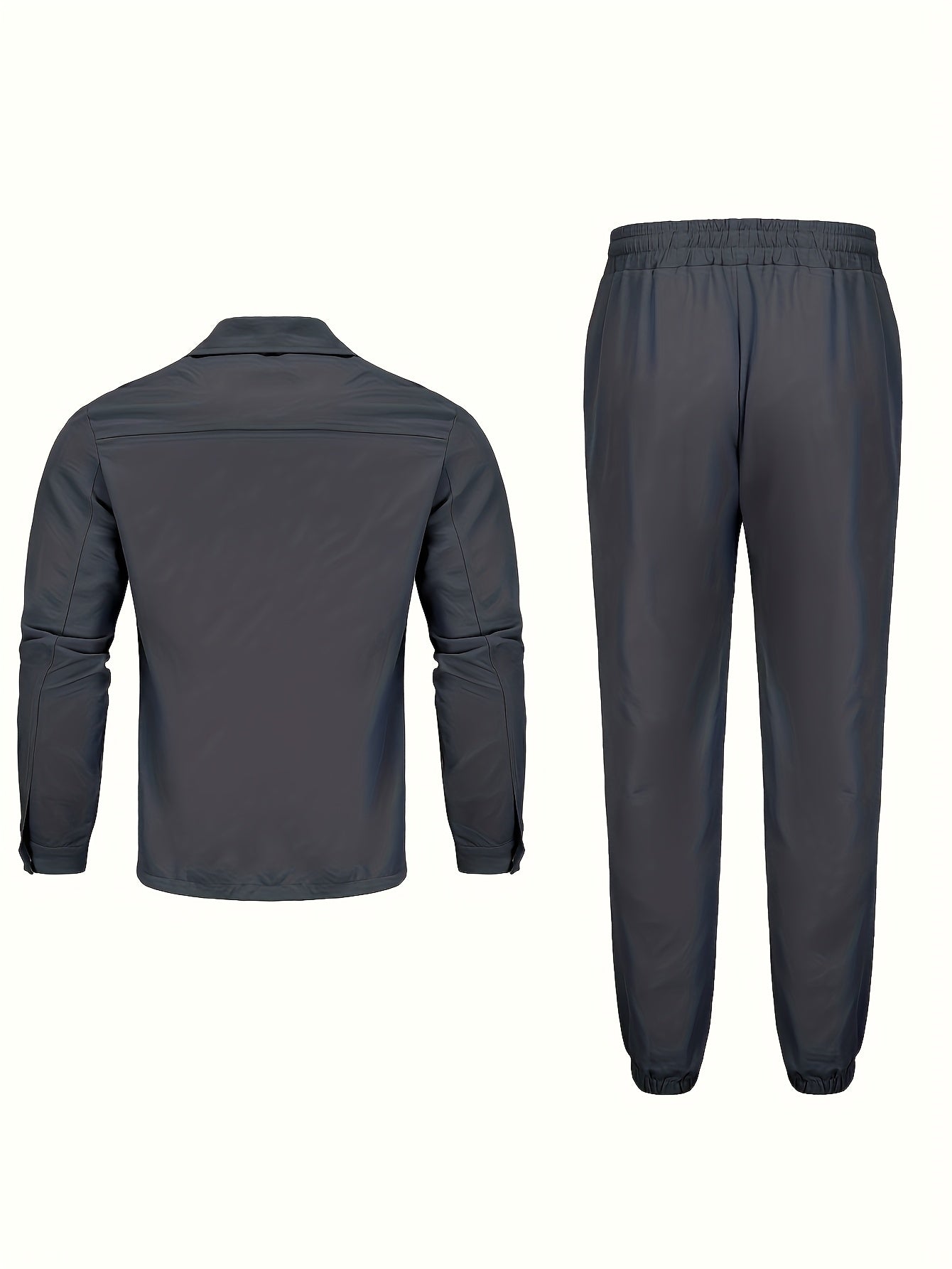 Men'S Casual Polyester Suit Set, Solid Color, Non-Stretch, Regular Fit, with Lapel Collar, Pocket Details, for Hiking, Daily Wear, and Special Occasions, Spring/Fall, Fall/Winter