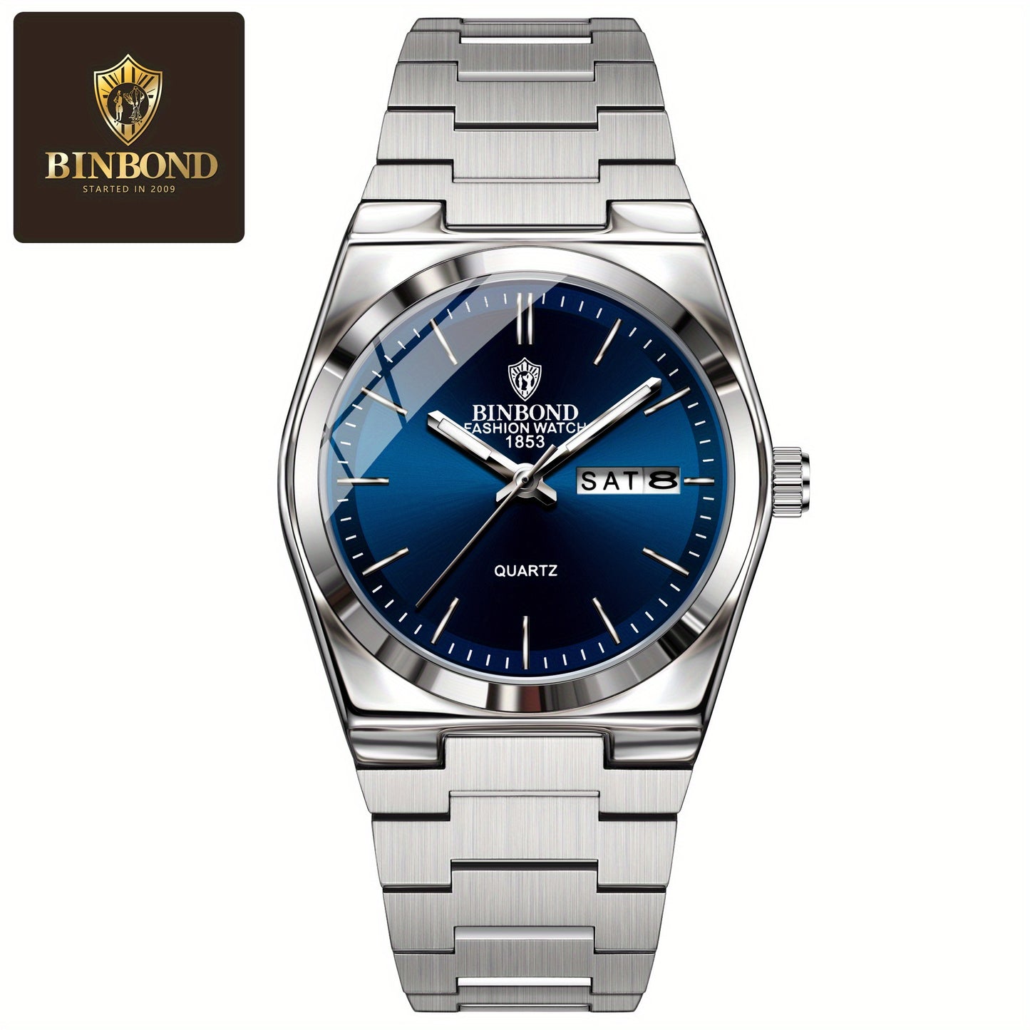 BINBOND Women'S Fashion Watch, Double Calendar, Quartz Movement, Stainless Steel Band, Round Case, Ideal for Daily Wear & Gifting, Stylish Accessory|Minimalist Design|Durable Watch