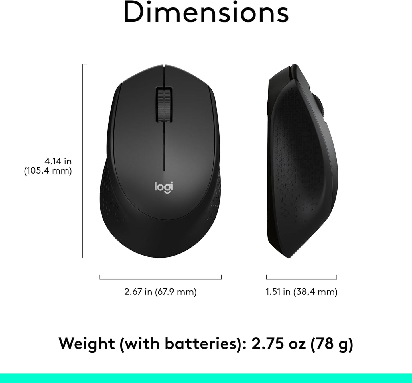 Logitech M330 SILENT Wireless Mouse, 2.4Ghz with USB Receiver, Optical Tracking, Quiet & Lightweight, Long Battery Life, for PC, Mac, Laptop, Chromebook - Black