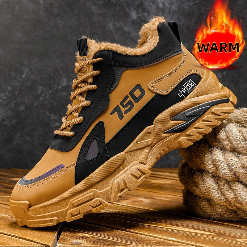 Men'S Winter High-Top Snow Boots with Fleece - Warm Thermal Insulated Cold Weather Boots, Non-Slip Rubber Sole, Lace-Up Ankle Support, Round Toe Design For Outdoor, Streetwear, Casual & Casual Attire, Winter Boots, Streetwear