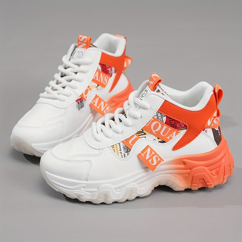1 Pair Women'S Fashion Sneakers - Lightweight All-Season Running Shoes with Polyurethane Upper, Fabric Inner Insole, Rubber Sole