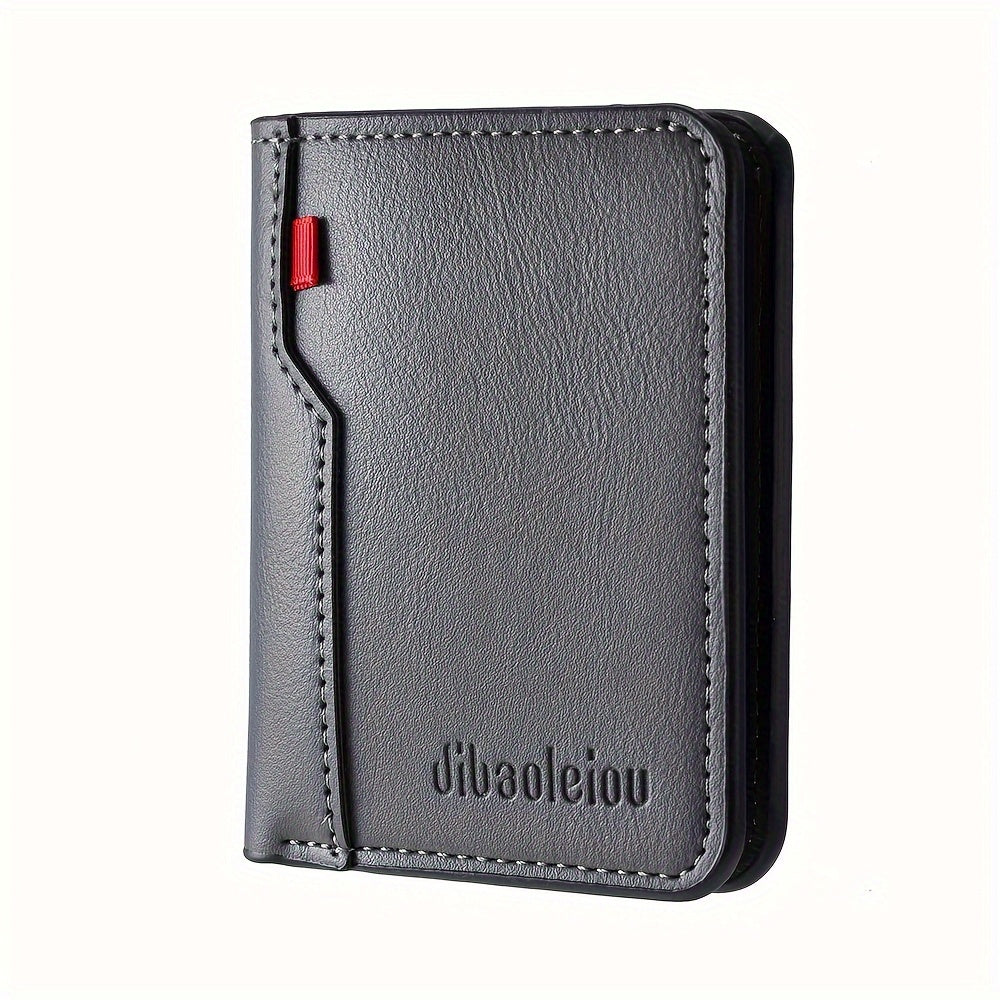 1pc Men'S Vintage Faux Leather Credit Card Wallet, Slim and Soft Design, Multiple Card Slots, Business Style Driver'S License Card Holder, Travel Zero Wallet