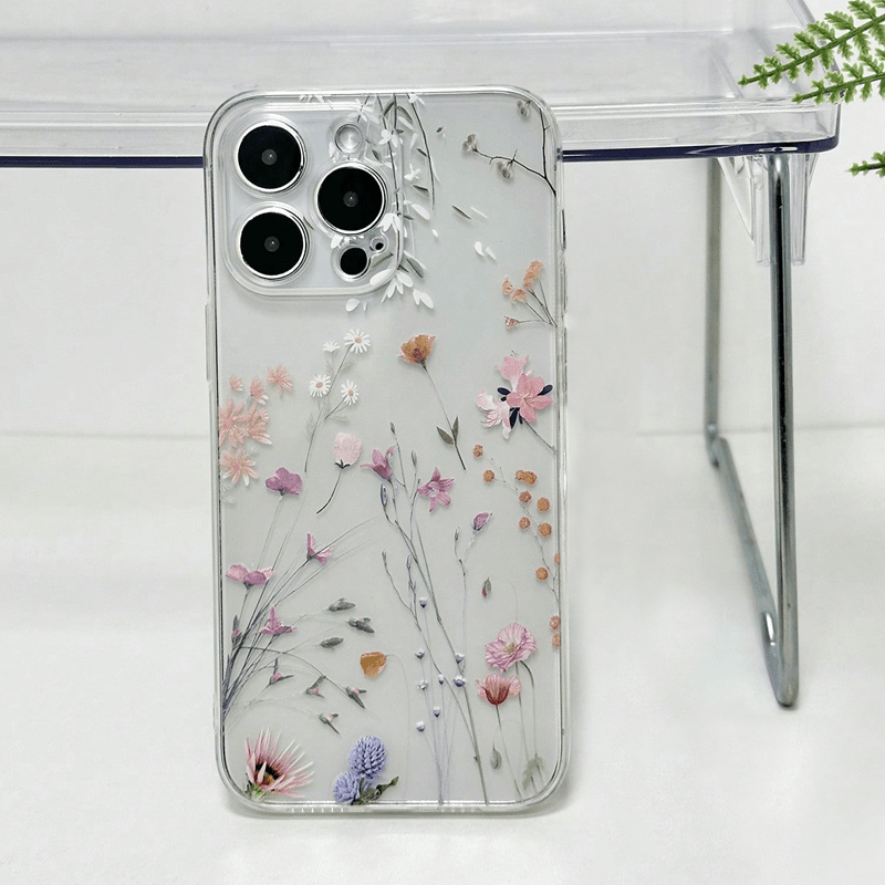 Transparent Shell with Transparent Colorful Flowers TPU Anti-Fall Full Coverage Precision Protective Case for Apple iPhone6/7/8/X/Xs/Xr/Xs Max/11/12/13/14/15/16Pro Max