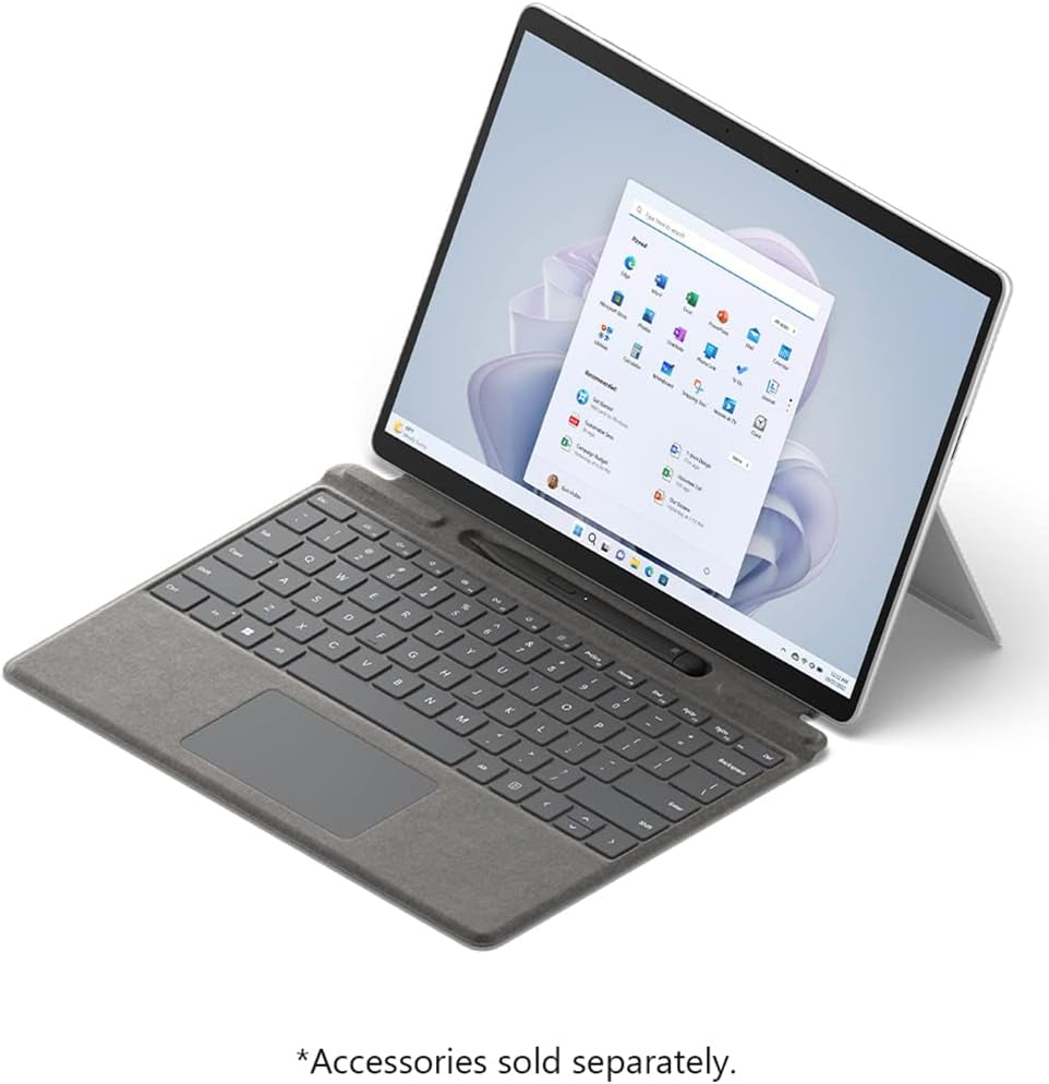 Microsoft Surface Pro 9 13" Touch Tablet, Intel I7, 16GB/256GB, Platinum Bundle Surface Pro Signature Mechanical Keyboard, Black and 1 YR CPS Enhanced Protection Pack