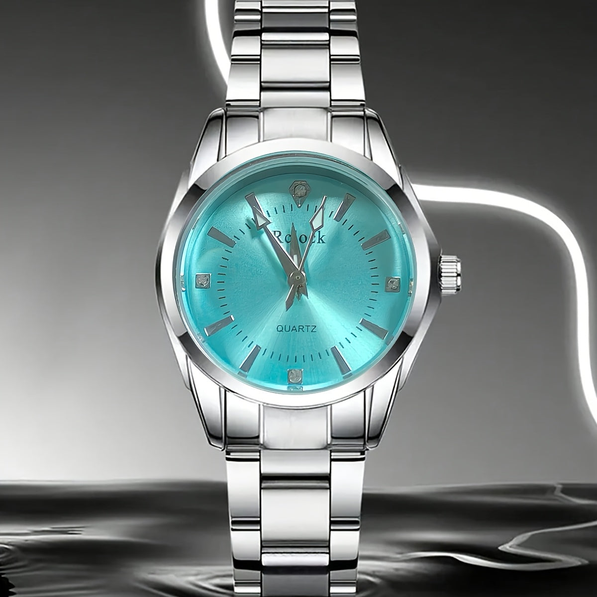 1pc Fashionable Women's Quartz Watch, Round Analog Display, Shock-Resistant Alloy Case & Band, Non, Button Battery - Elegant Timepiece
