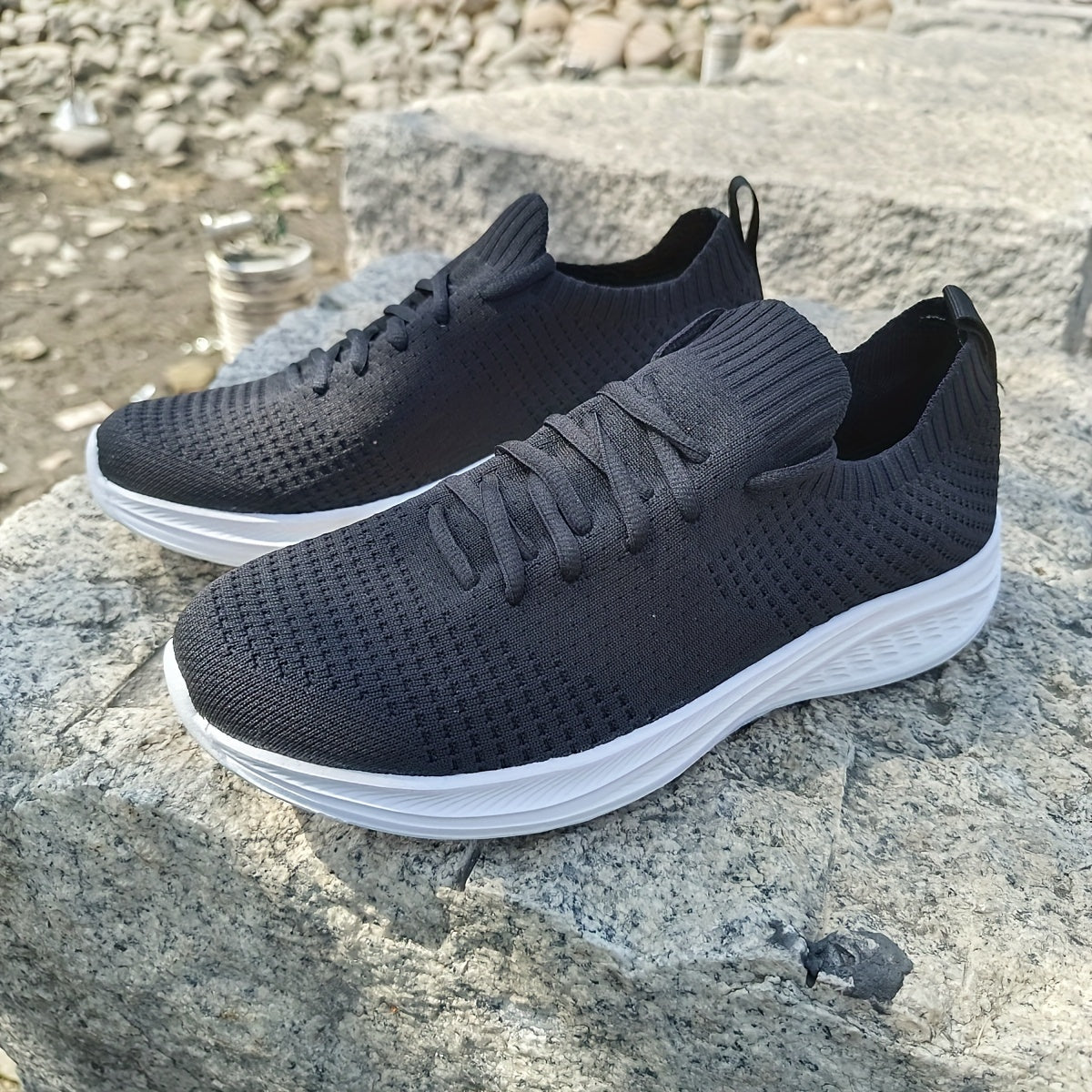 Men's Casual Running Shoes, Walking Tennis Sneakers, Lightweight Breathable Soft Sole Woven Work Shoes