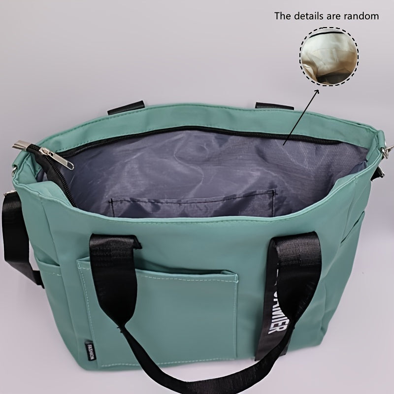 Multi-Pocket Tote Bag, Crossbody Travel And Work Shoulder Bag, Portable And Durable With Adjustable Strap For School And Daily Use