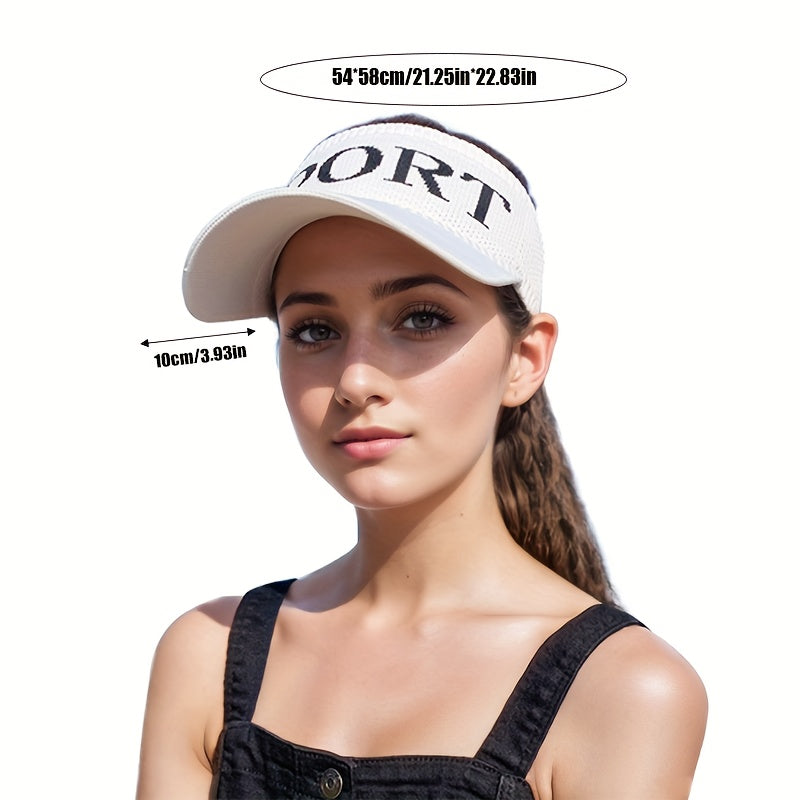 Women'S Breathable Polyester Ponytail Hat, Elastic Visor Cap for Spring/Summer, Outdoor Sports Baseball & Golf Cap, Knitted, No Feathers, Dry Clean Only