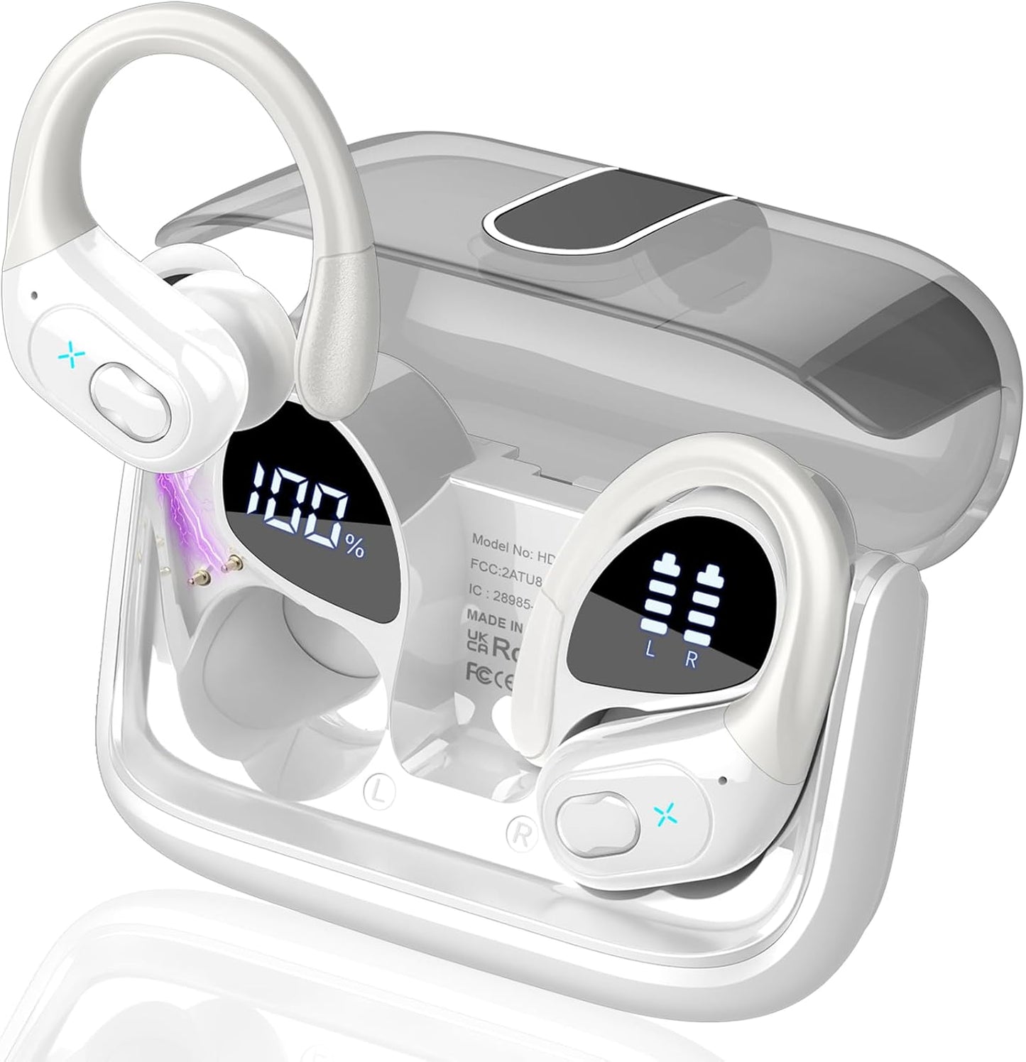 Wireless Earbuds 75Hrs Bluetooth 5.4 Headphone Sport, 2025 Bluetooth Earbuds Stereo Deep Bass over Ear Bud with Earhooks, ENC Noise Cancelling Mic, IPX7 Waterproof Earphone for Workout/Running