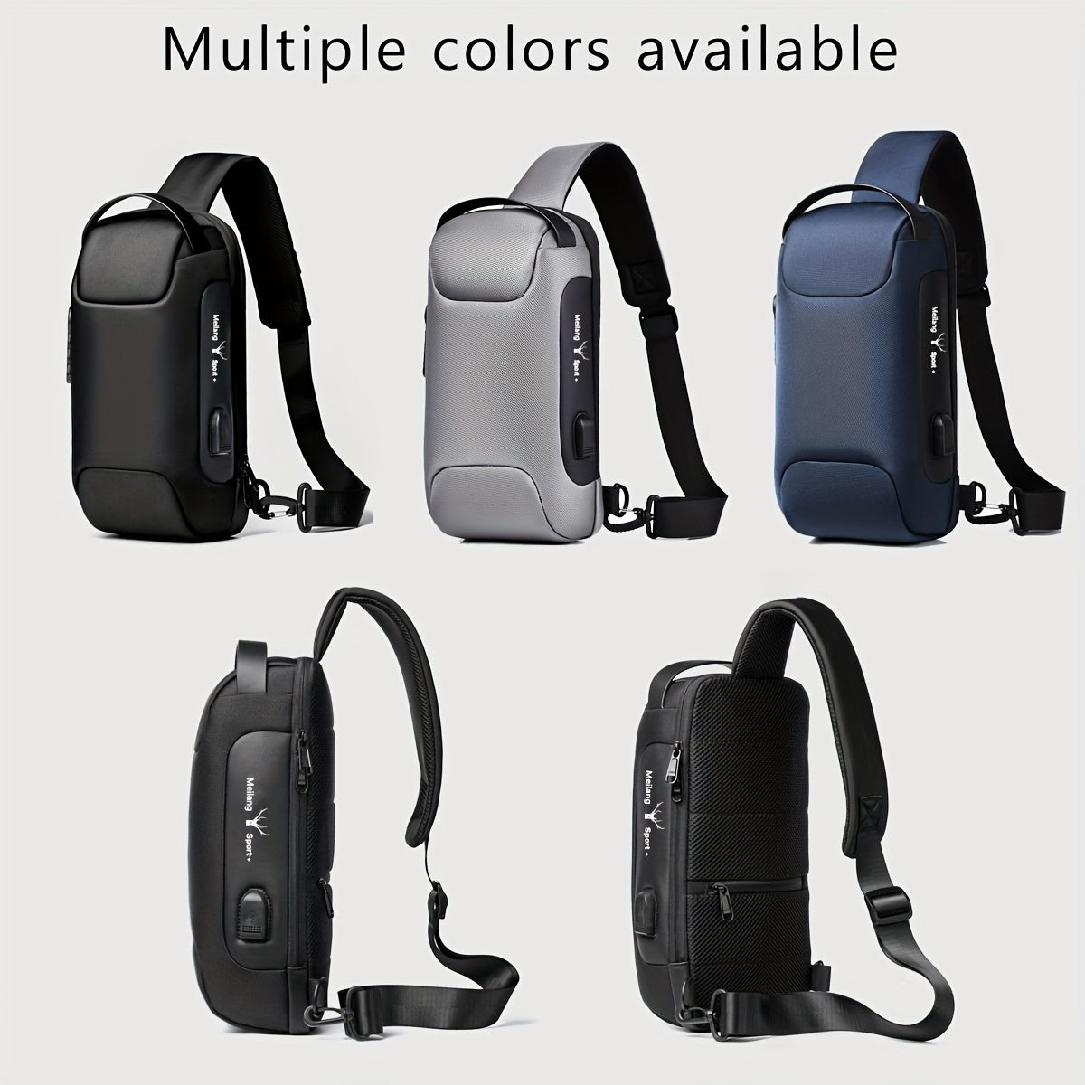 Oxford Fabric Waist Bag with USB Charging Combination Lock - Sleek Black Crossbody for Men Women, Ideal for Outdoor Activities Motorcycle Riding, Perfect Valentine's or Father's Gift, Motorcycle Bag