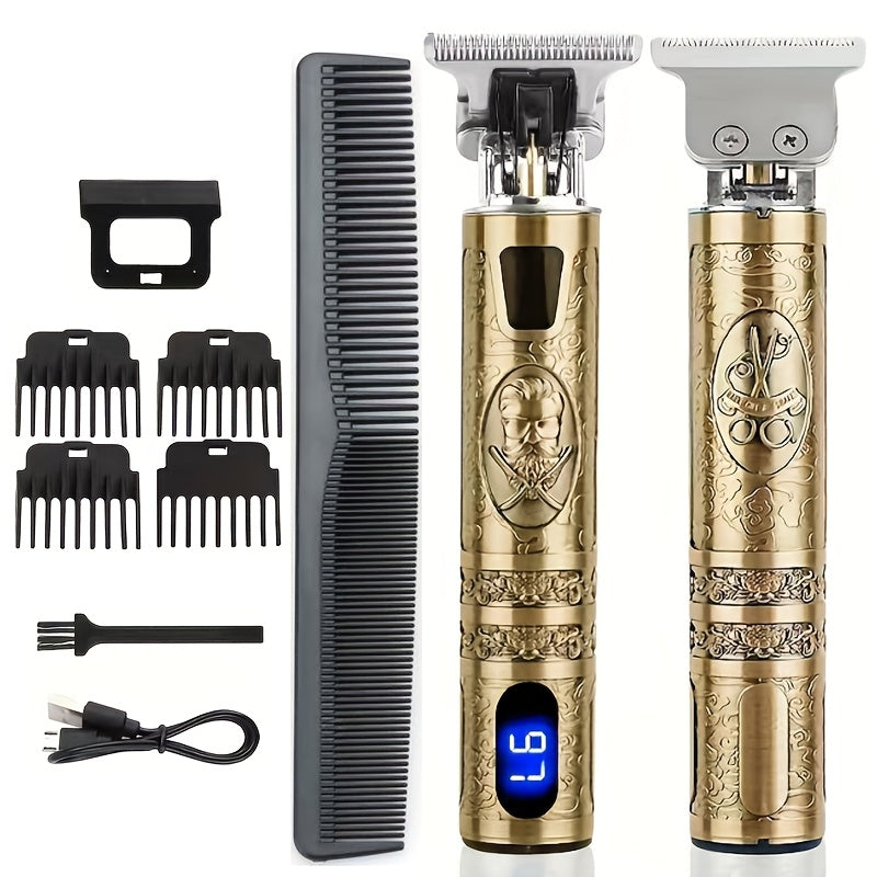YAIAWISU Men's Cordless Electric Hair Clippers & Beard Trimmer with LCD Screen, USB-Rechargeable Cordless Grooming Kit, T-Blade Trimmer with Guide Comb Suitable for Hair, Shaving, and Scalp Trimming