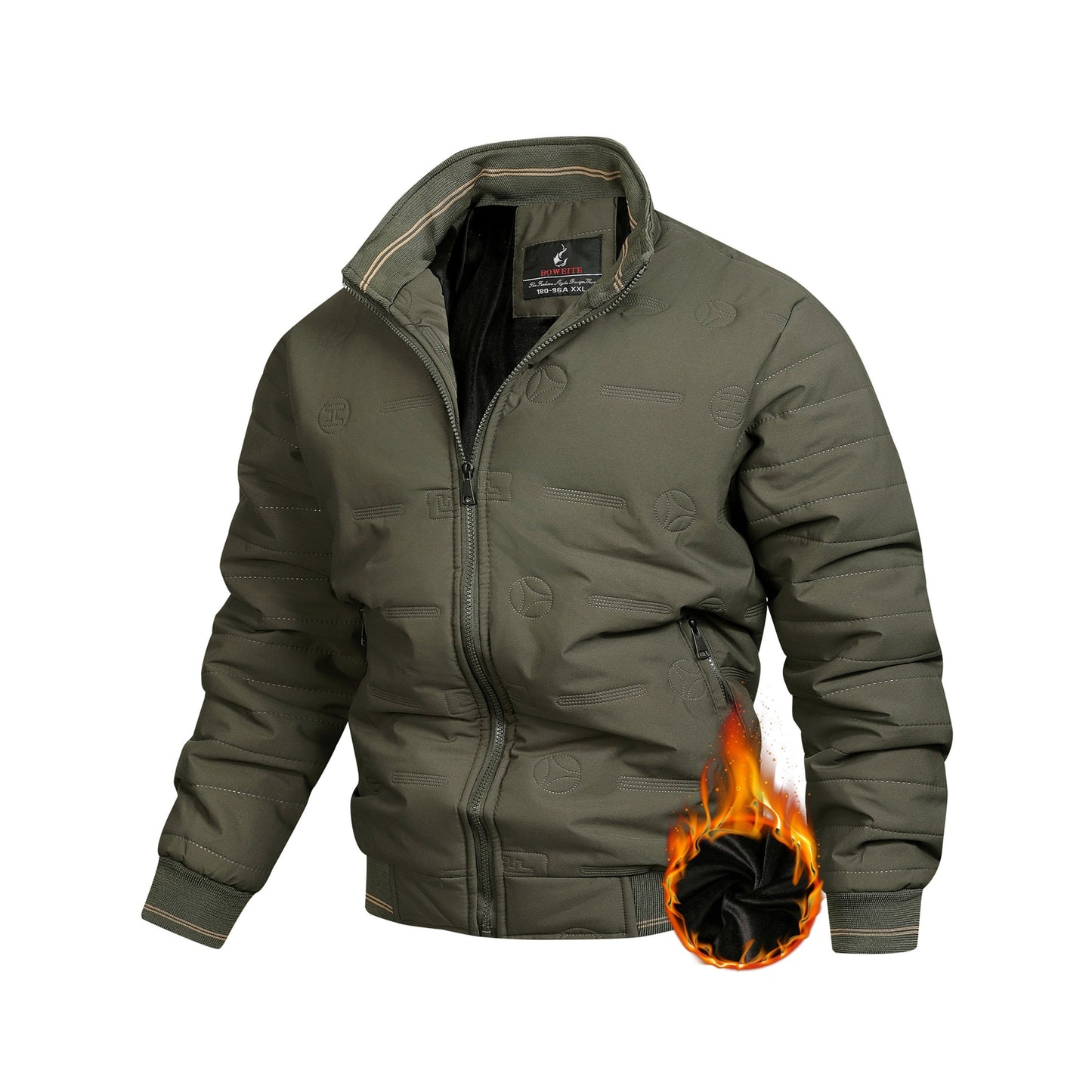 Men's Retro Winter Jacket with Detachable - Stand Collar Coat, Machine Washable Tan/Brown Outer & Black Inner, Golden-Tone Zipper Closure for Cold Weather (No-Stretch Fabric) - Casual & Formal Outerwear, Winter Clothes For Me