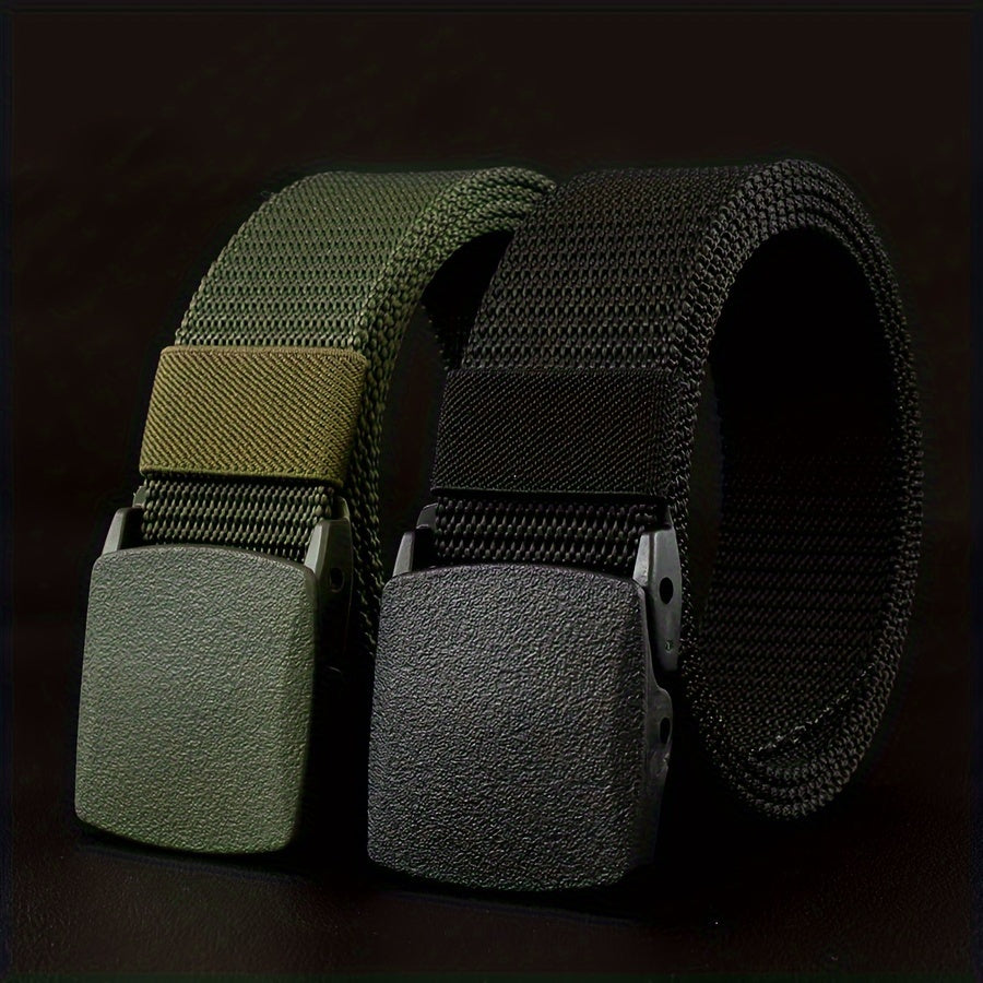 Nylon Belt with Smooth Buckle - Hypoallergenic, Casual Style for Men & Women, Perfect for Jeans & Outdoor Wear