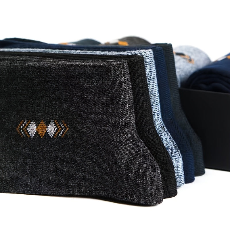 5 Pairs of New Four Seasons Warm and Sweat-absorbing Simple and Versatile Men's Business Long Socks