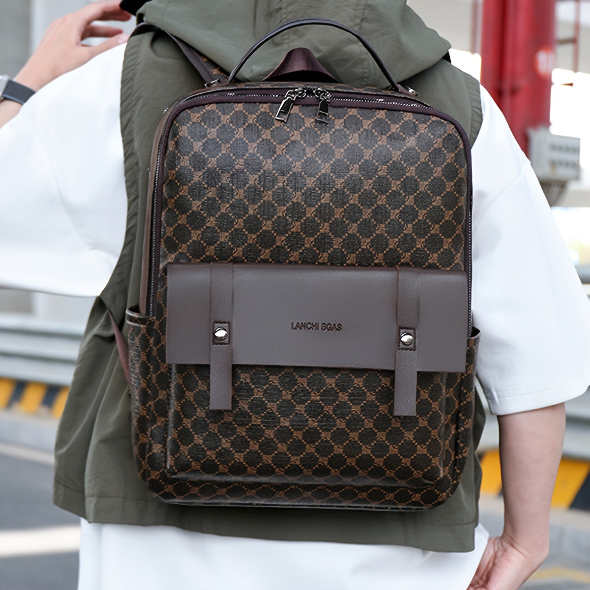 Men's Business Casual Commuter Backpack - Multi-Pocket Convertible Shoulder Bag with Suitcase Attachment, Sleek Minimalist Design for Work Travel Daily Use, Travel Bag