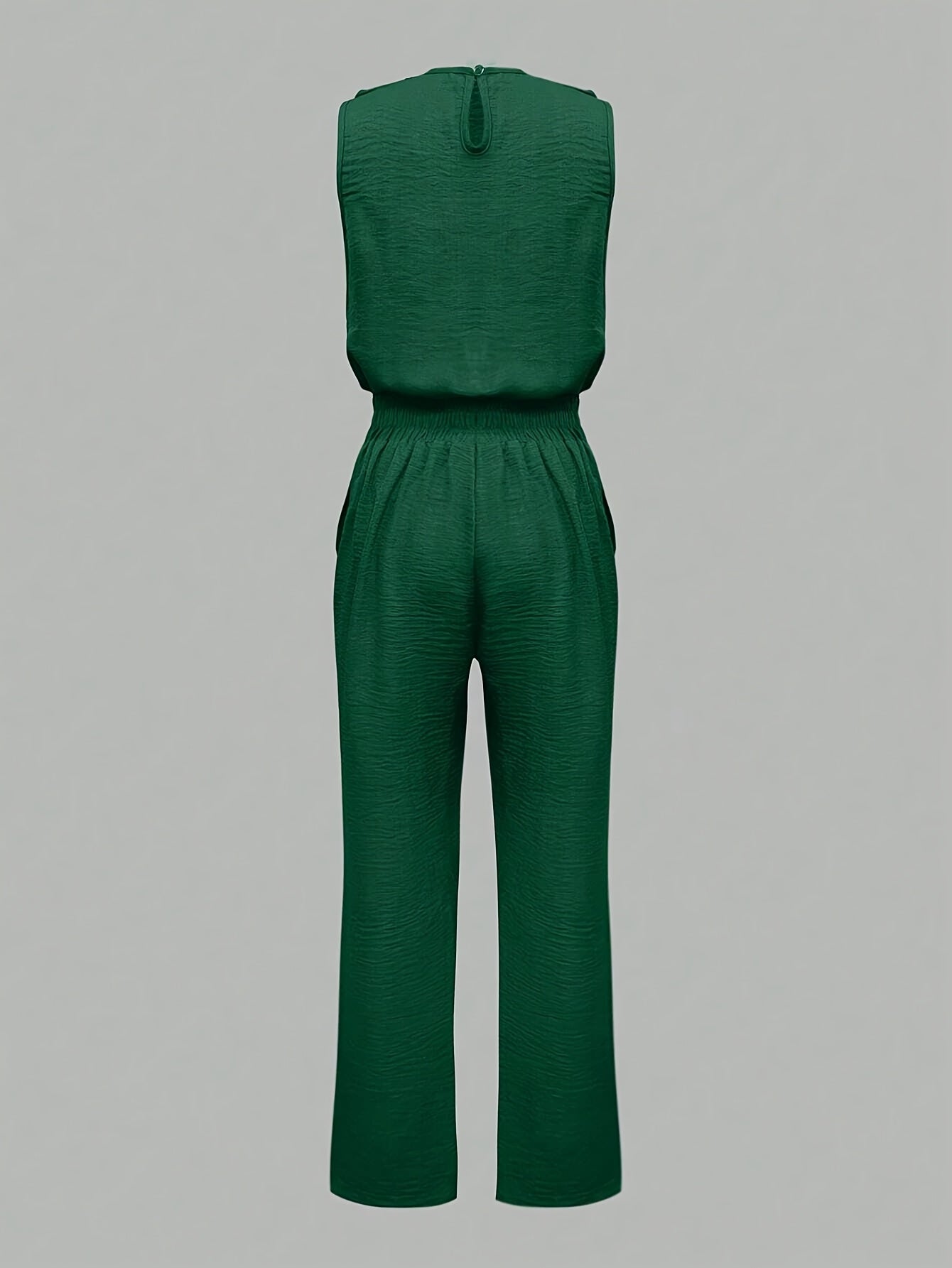 2pcs Women's Casual Elegant Sleeveless Vest and Pants Set with Slant Pockets and Button Details