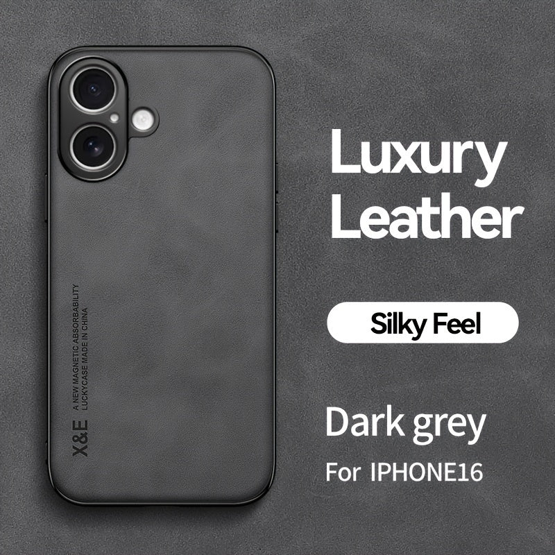 Premium Faux Leather Phone Case - with Built-in Magnetic Iron Sheet, Vehicle magnet, Sheepskin Texture, Ultra-Thin Design for iPhone 16, for iPhone 16 Plus, for iPhone 16 Pro, for iPhone 16 Pro Max