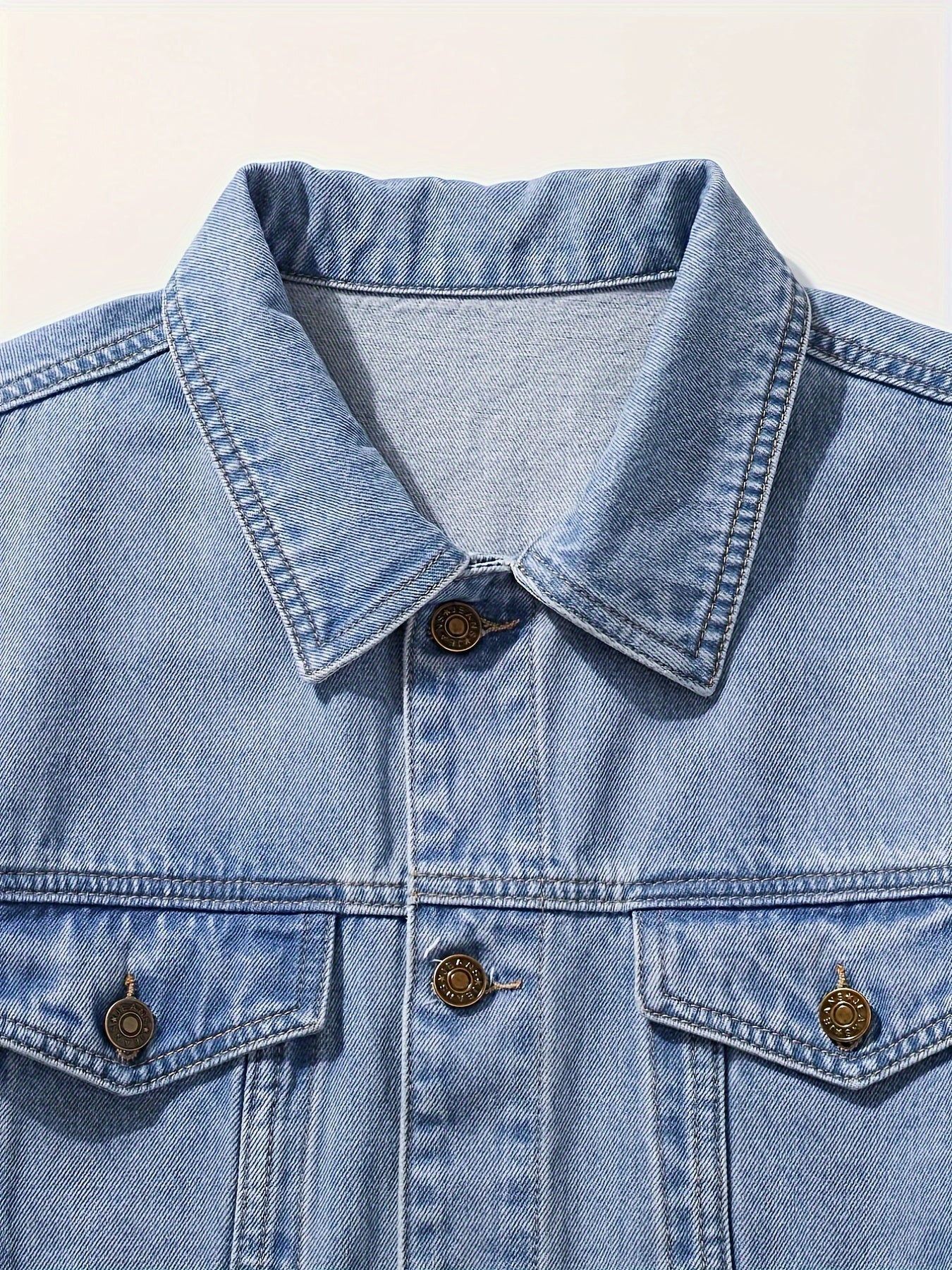 Men's Chic Washed Denim Jacket, Casual Street Style Button Up Contrast Stitching Jacket For Fall Winter