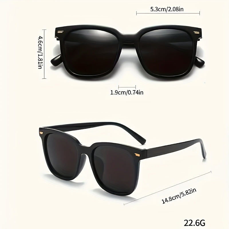 2pcs Men's Casual Fashion Glasses - Black with Golden Chain Accents, Oversized Retro Style, Lightweight & Durable for Everyday Fashion, Versatile for Casual & Formal Outfits, Stylish Glasses, Oversized Eyewear, Metallic Accen