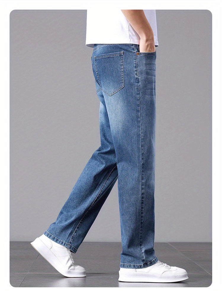 Men'S Stretchy Long Pants, Stylish And Versatile, Slim Fit, Breathable, Trendy Denim Trousers for Spring And Summer.