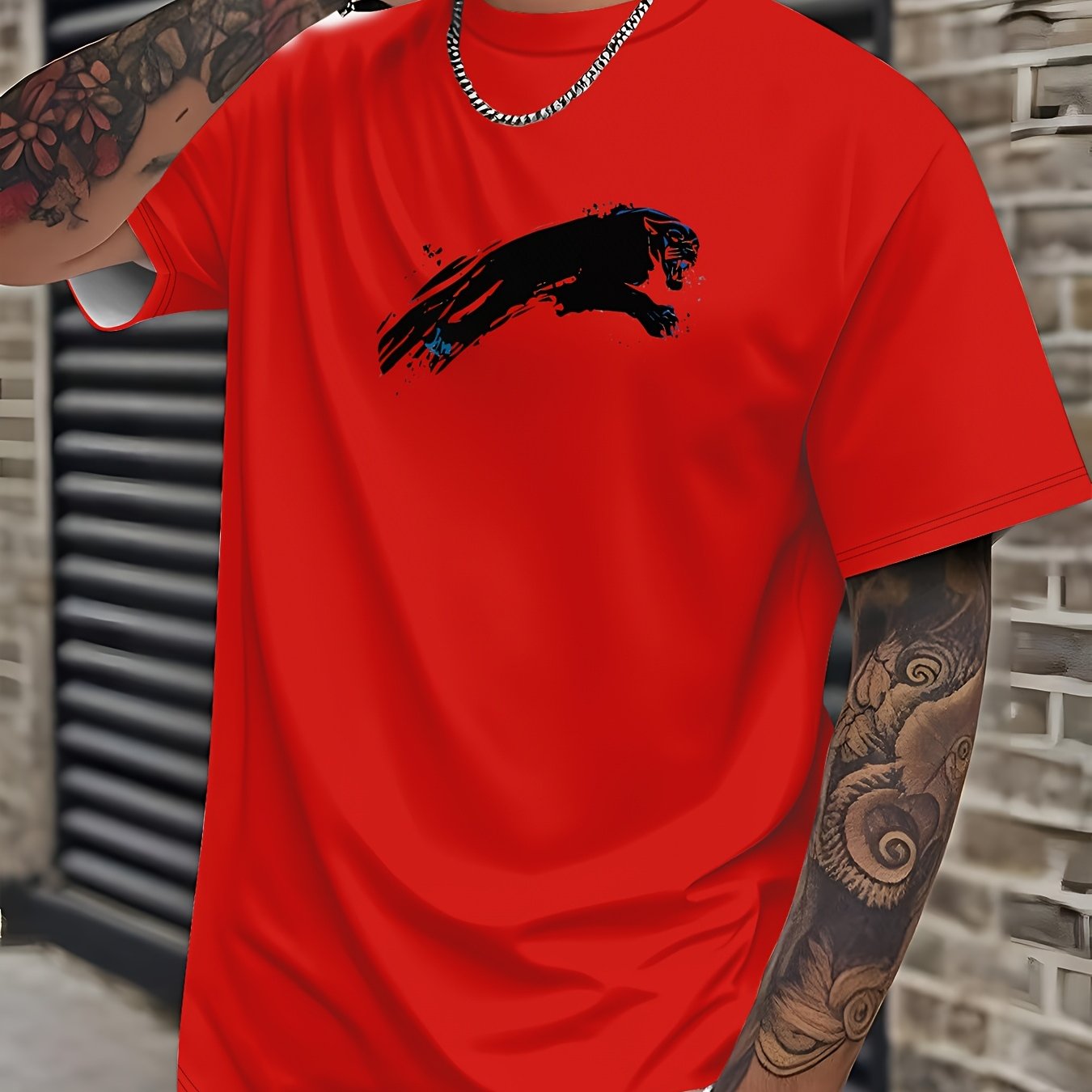 Men'S Bold Black Graphic T-Shirt - Lightweight Everyday Casual Tee for Sports Formal Events - Breathable Round Neck Shirt - Easy-Care Everyday Essential Top, Sports Friendly Apparel, Modern Casualwear, Comfortable Fit, Stre