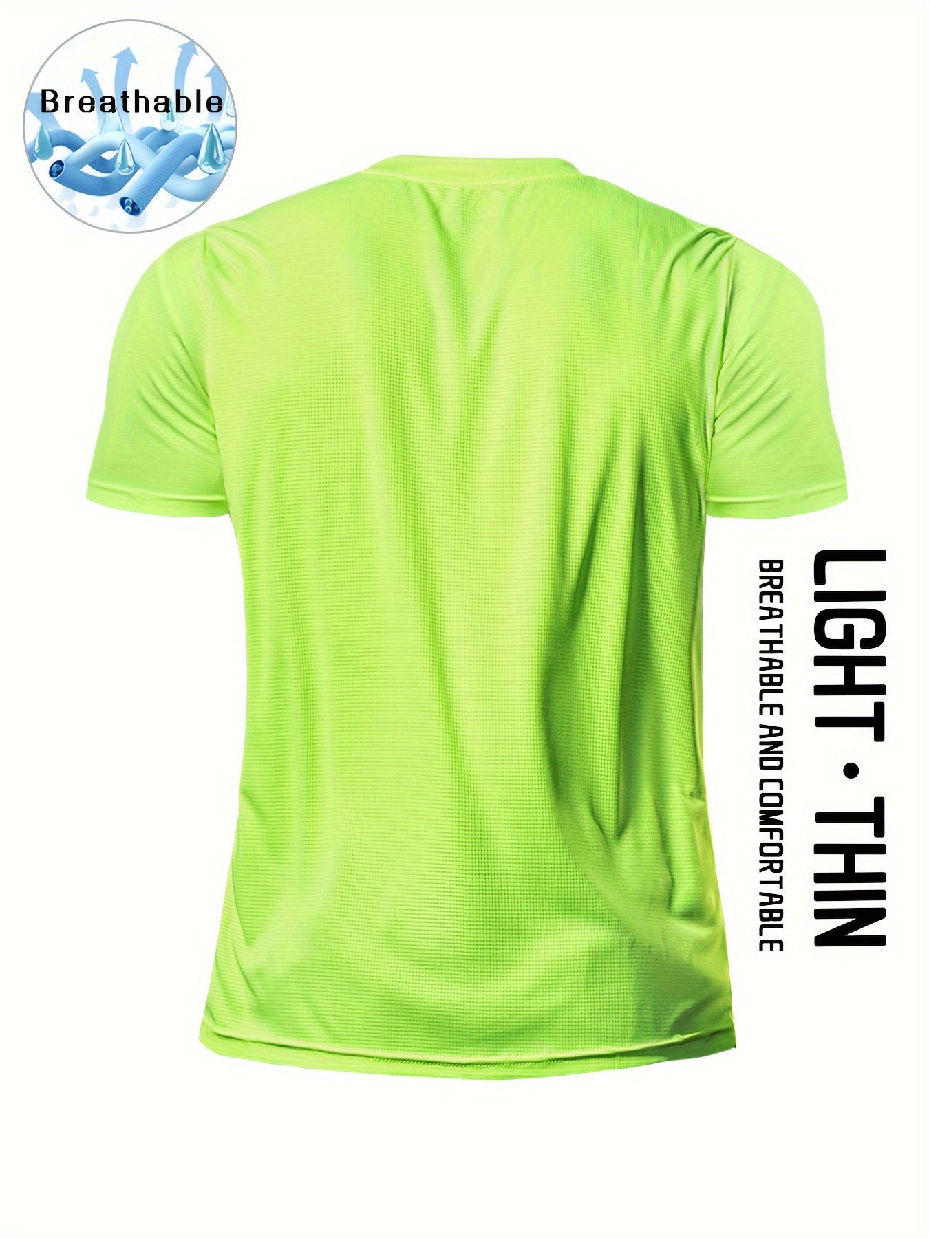 Men's Solid Sports T-shirt, Active Breathable Short Sleeve Slim-fit Crew Neck Tee, Men's Clothing For Outdoor