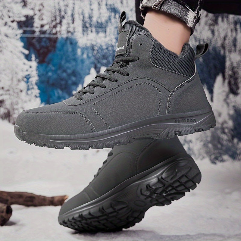 Men's Winter High-Top Footwear - Thick Insulation for Cold Protection, Comfortable Hiking and Walking Shoes