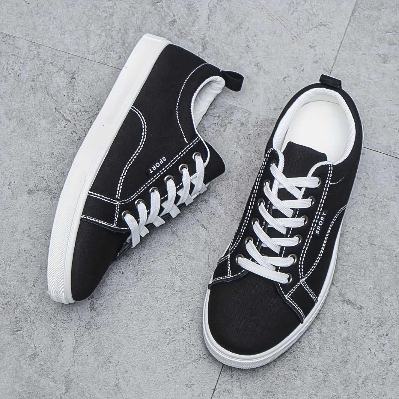 Trendy Low Top Canvas Shoes, Low Top Lace Up Casual Shoes For Outdoor Walking Jogging | All Seasons
