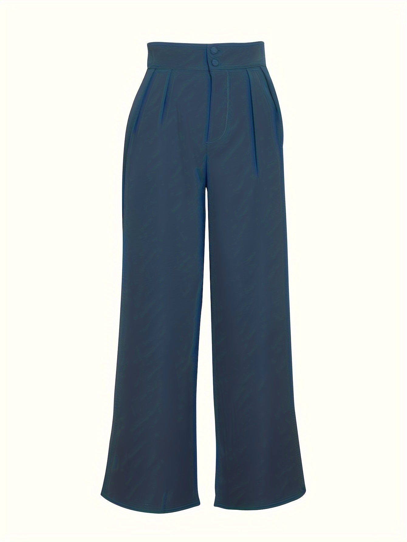 Solid Color Straight Leg Pants, Elegant High Waist Button Front Pants For Work & Office, Women's Clothing