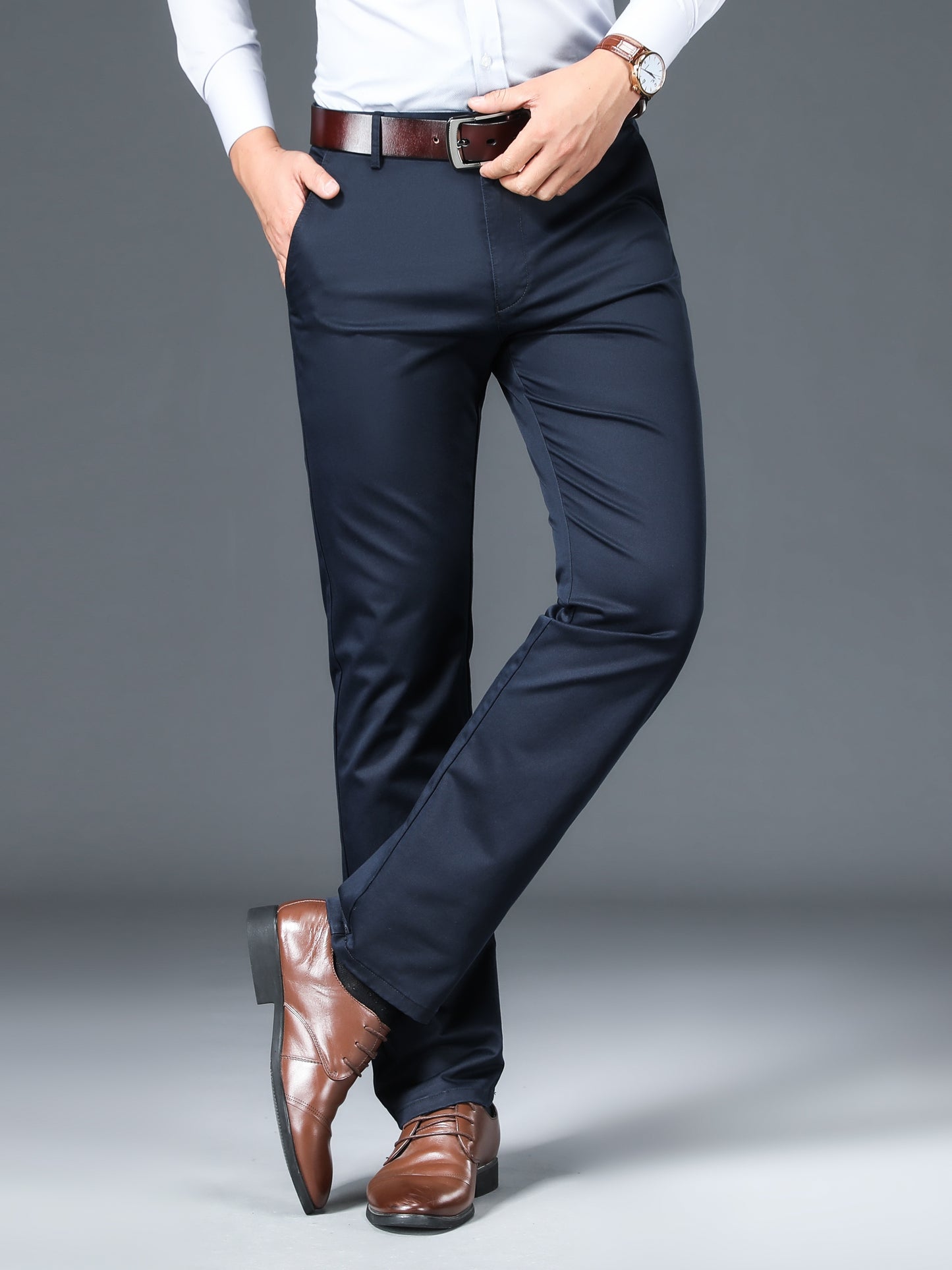 Men's Straight Leg Dress Pants, Men's Classic Design Pants for Business