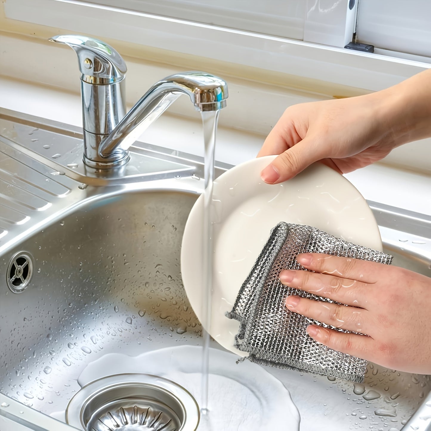 20/10/5 Pack Ultra-Fine Mesh Non-Stick Oil-Free Cleaning Cloths, Reusable & Highly Absorbent, Gentle on Surfaces, Space-Themed Knit Fabric, Solid Color, Hand Wash, for Kitchen Stove, Sink, Pots, Range Hood - Modern Christmas