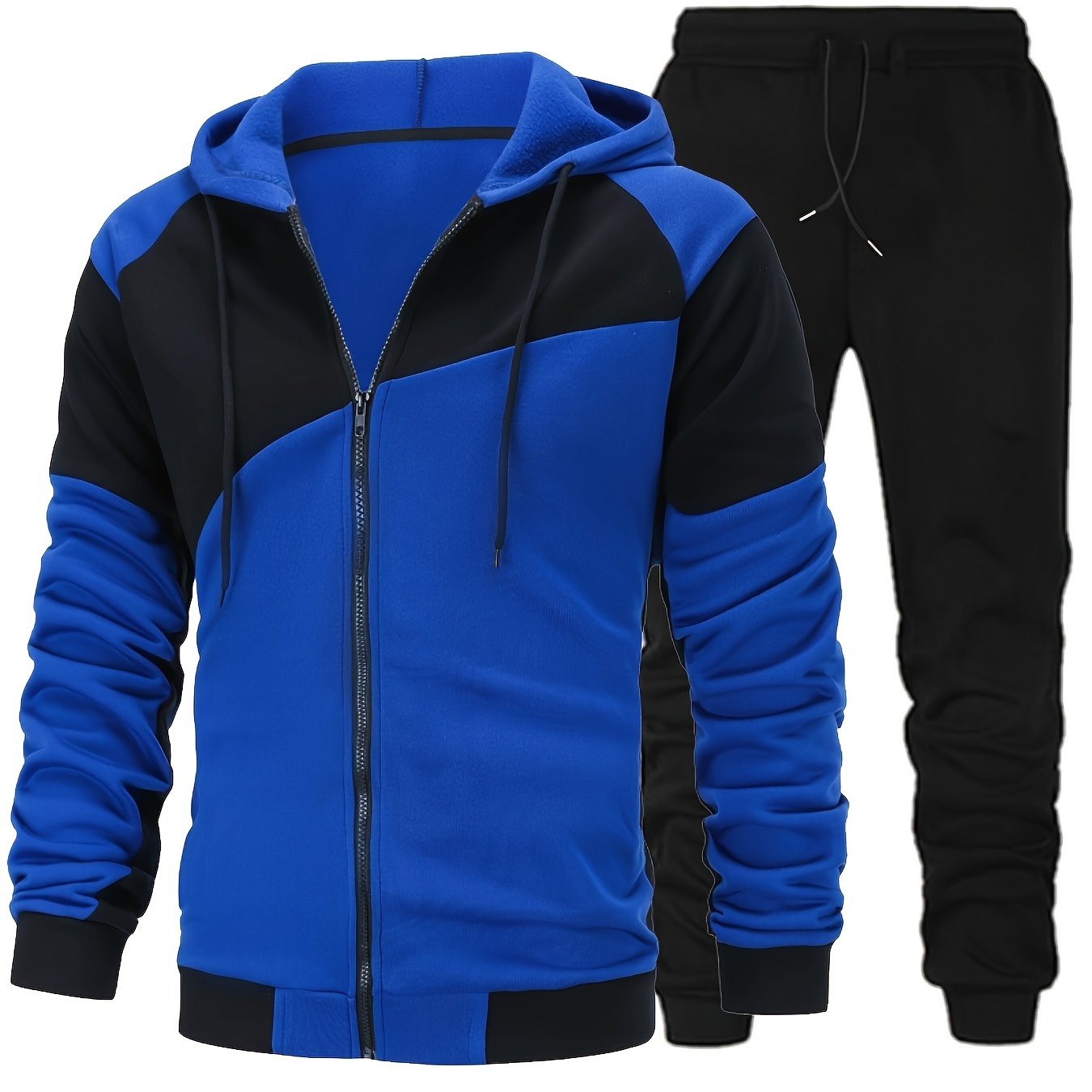New Autumn and Winter Men's Zipper Design Hoodie Suit Fleece Hoodie Men's Casual Sports Suit