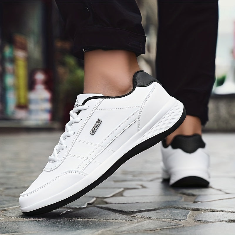 Casual Sneakers| VanWeir Men's Fashion Sneakers - Casual Lace-Up Shoes with PU Upper & MD Sole, Comfortable Fabric Insole, Versatile for All Seasons, Navy Blue with White & Orange Accents, VANWEIR